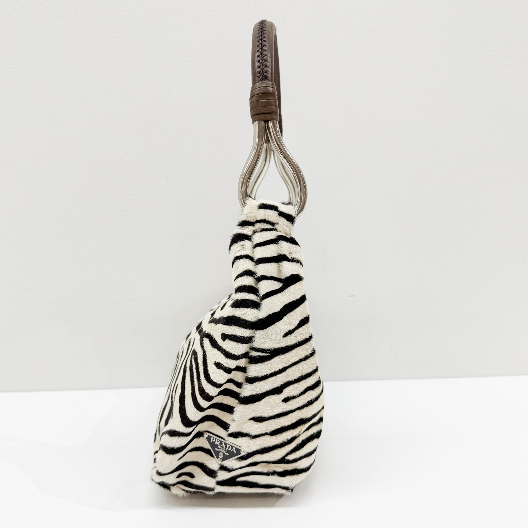 Zebra Print Pony Hair Shoulder Bag