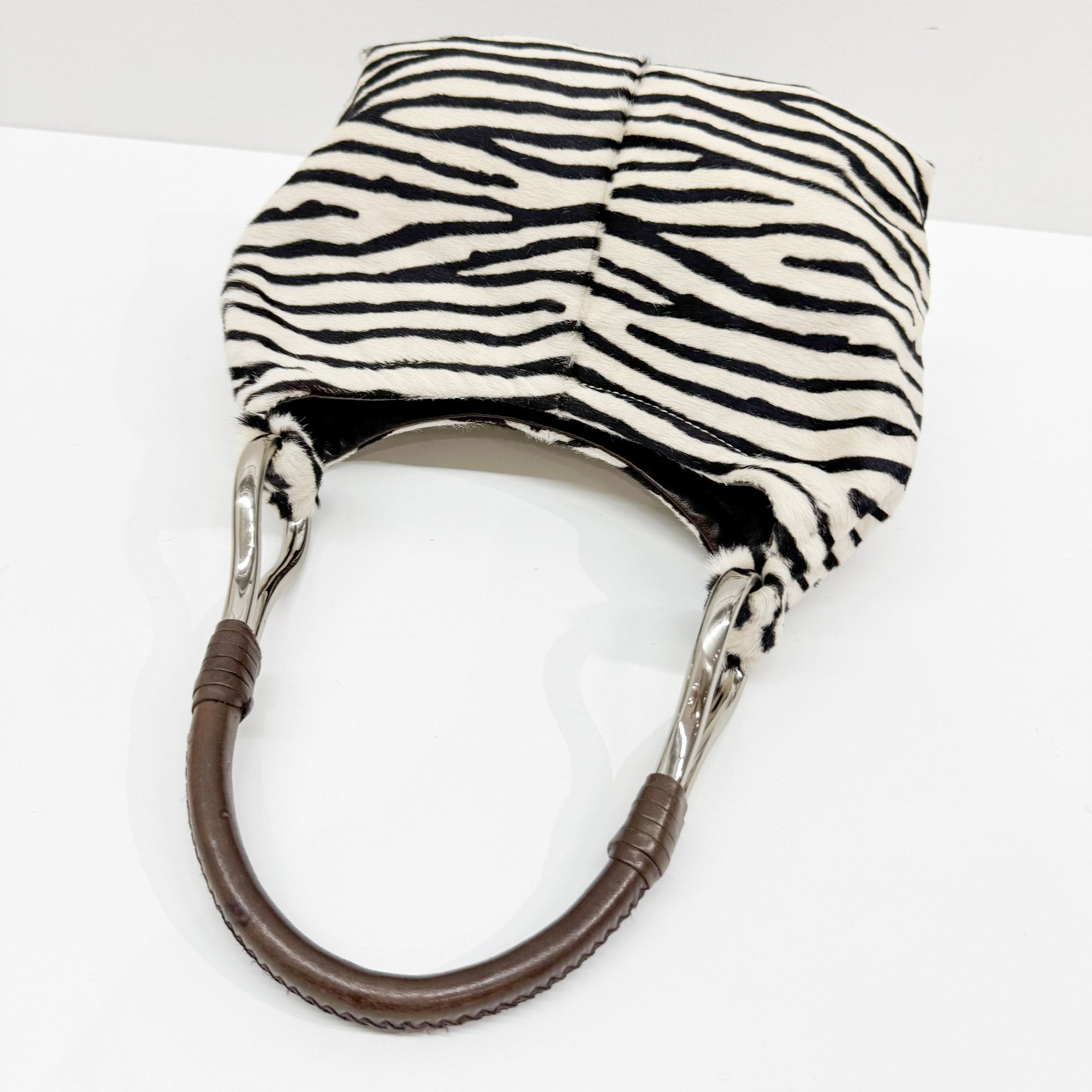 Zebra Print Pony Hair Shoulder Bag