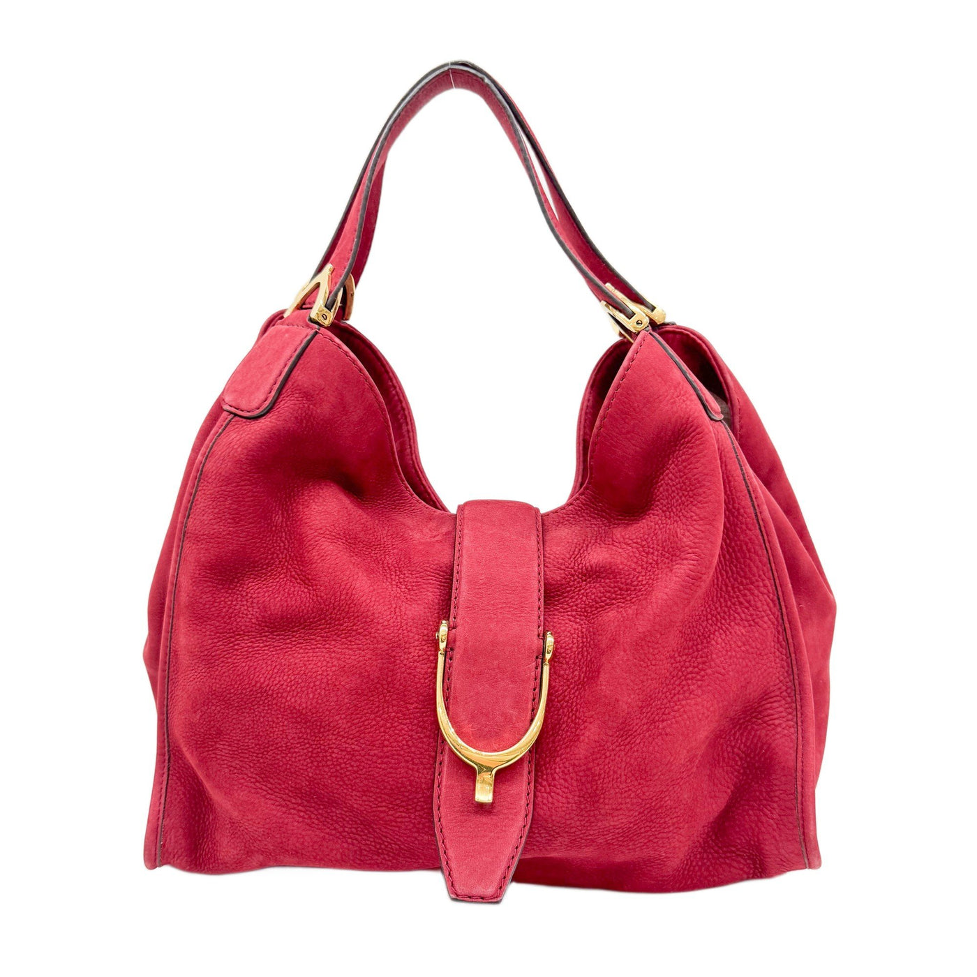 Stirrup Red Nubuck Leather Shoulder Bag