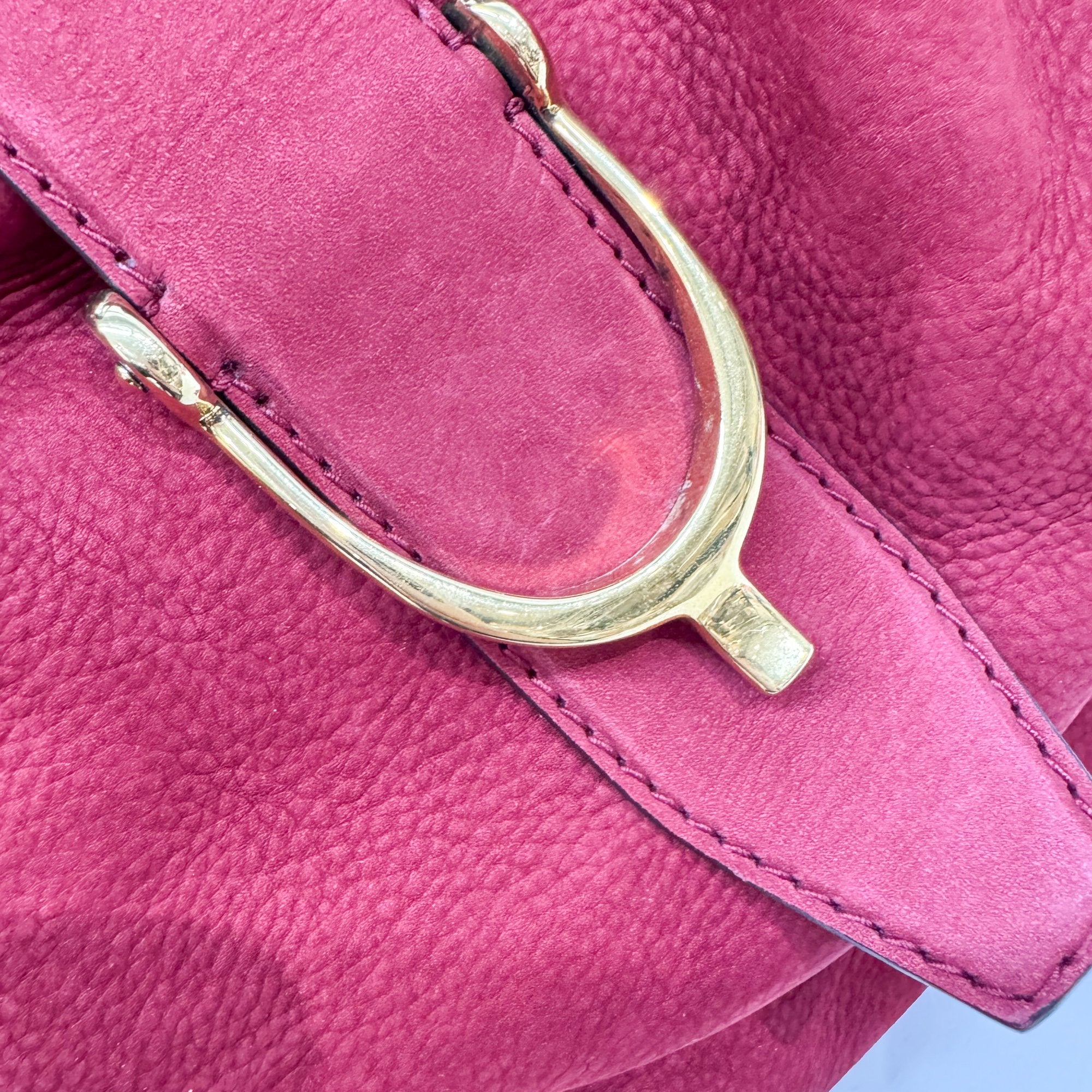 Stirrup Red Nubuck Leather Shoulder Bag