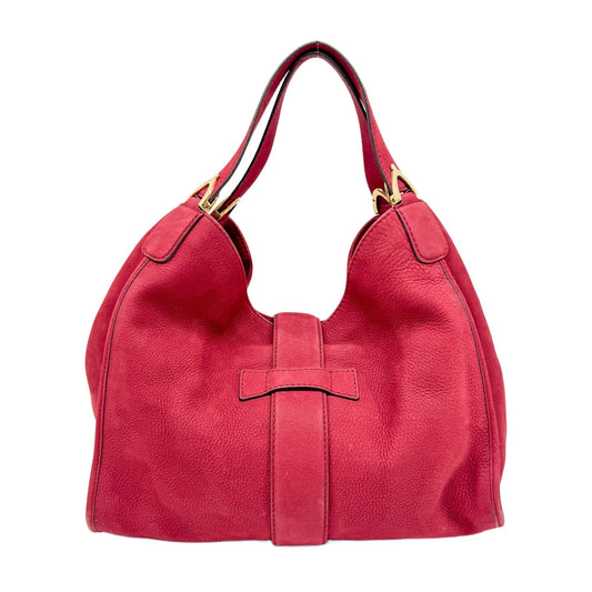 Stirrup Red Nubuck Leather Shoulder Bag