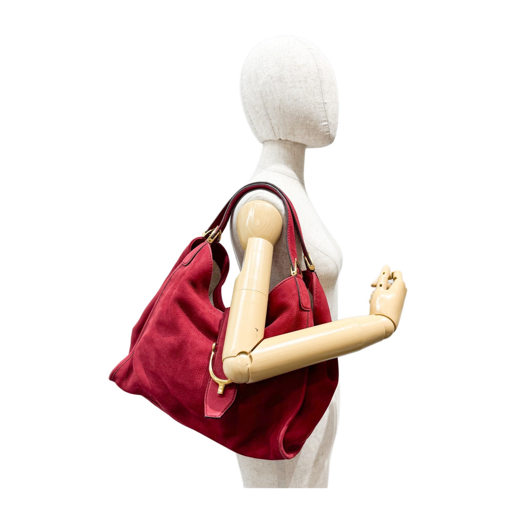 Stirrup Red Nubuck Leather Shoulder Bag