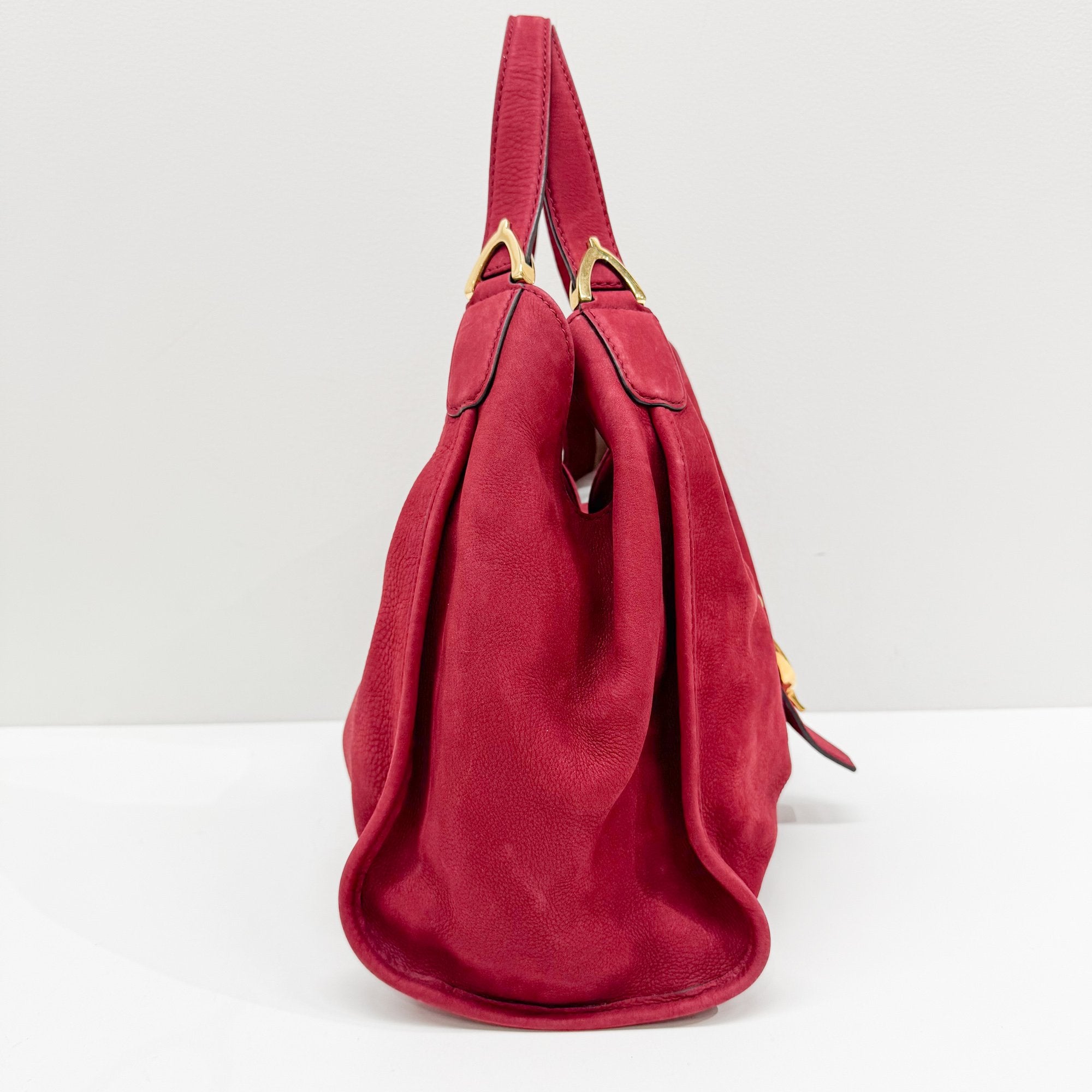 Stirrup Red Nubuck Leather Shoulder Bag