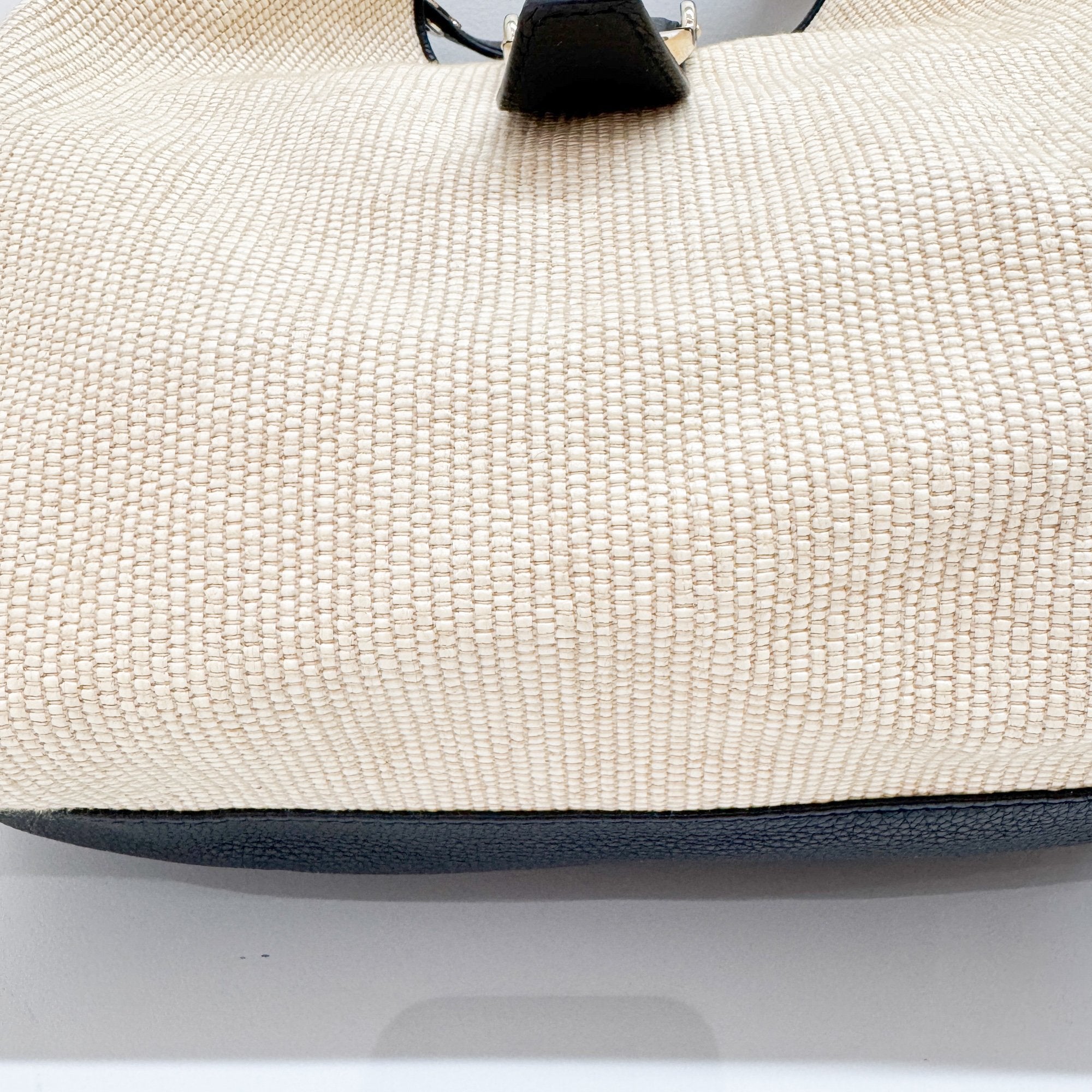 Stirrup Beige Raffia Shoulder Bag