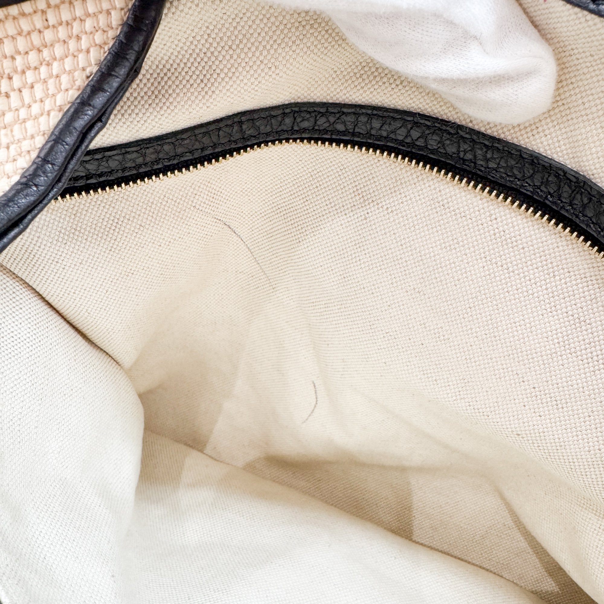 Stirrup Beige Raffia Shoulder Bag