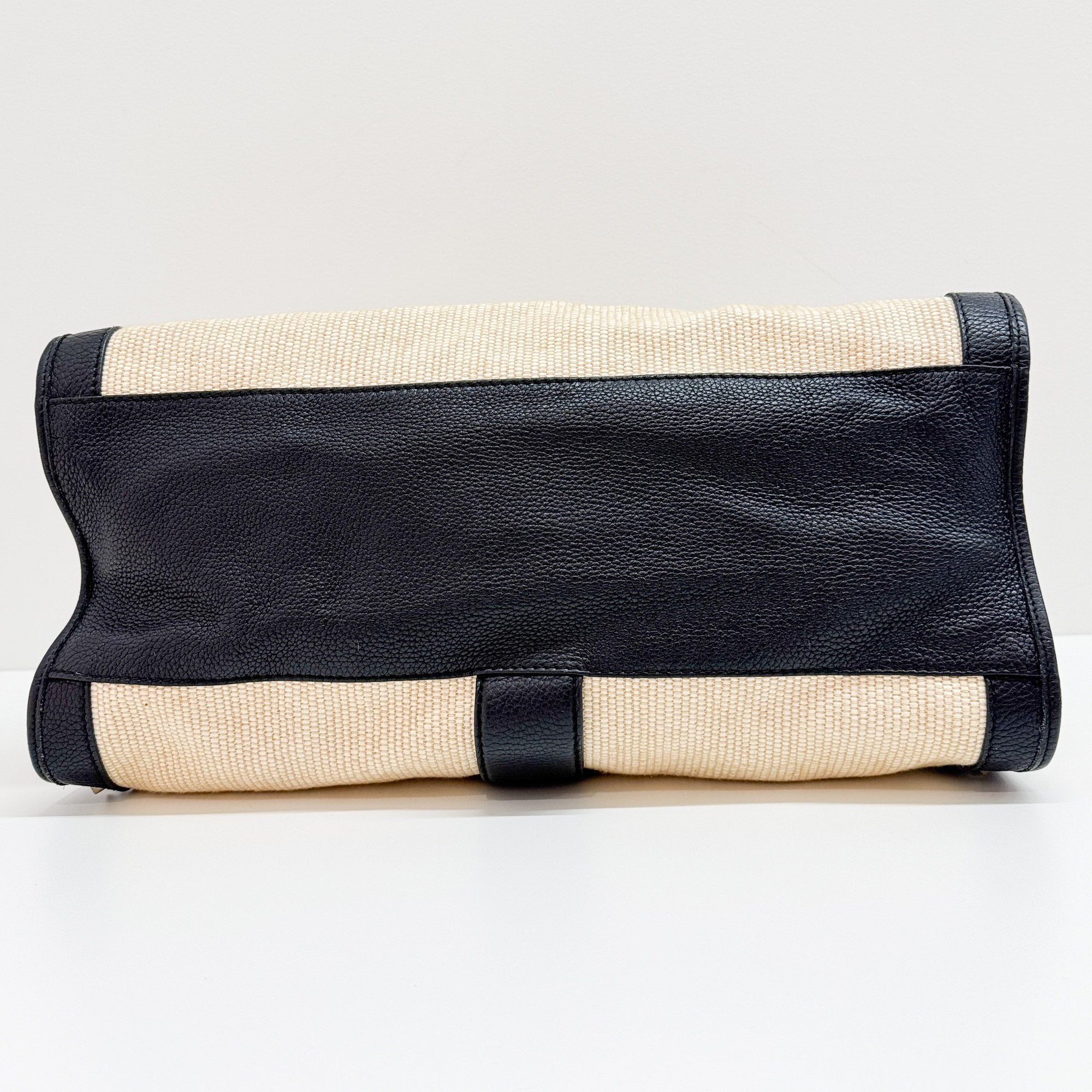 Stirrup Beige Raffia Shoulder Bag