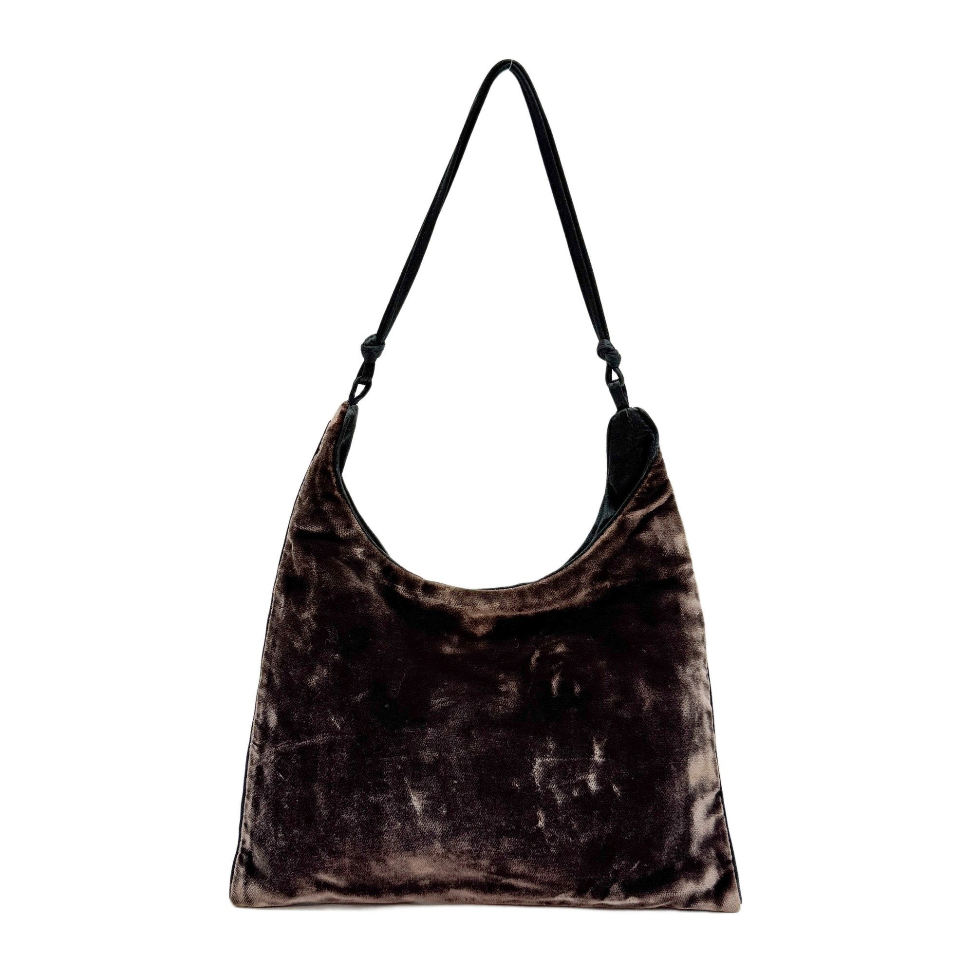 Brown Velvet Shoulder Bag