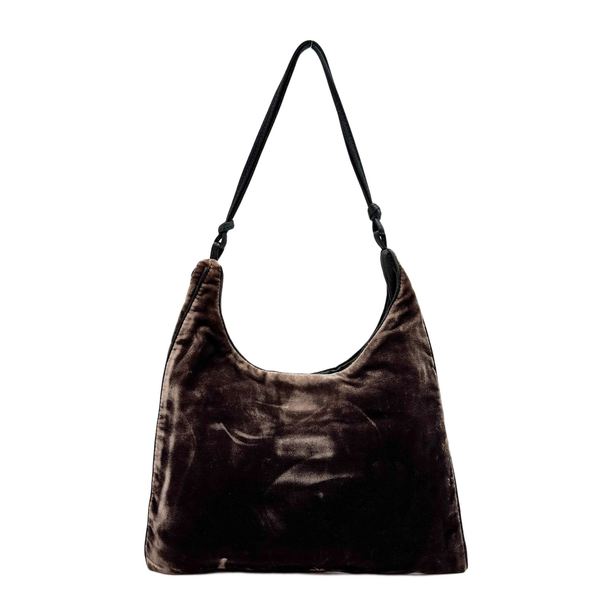 Brown Velvet Shoulder Bag