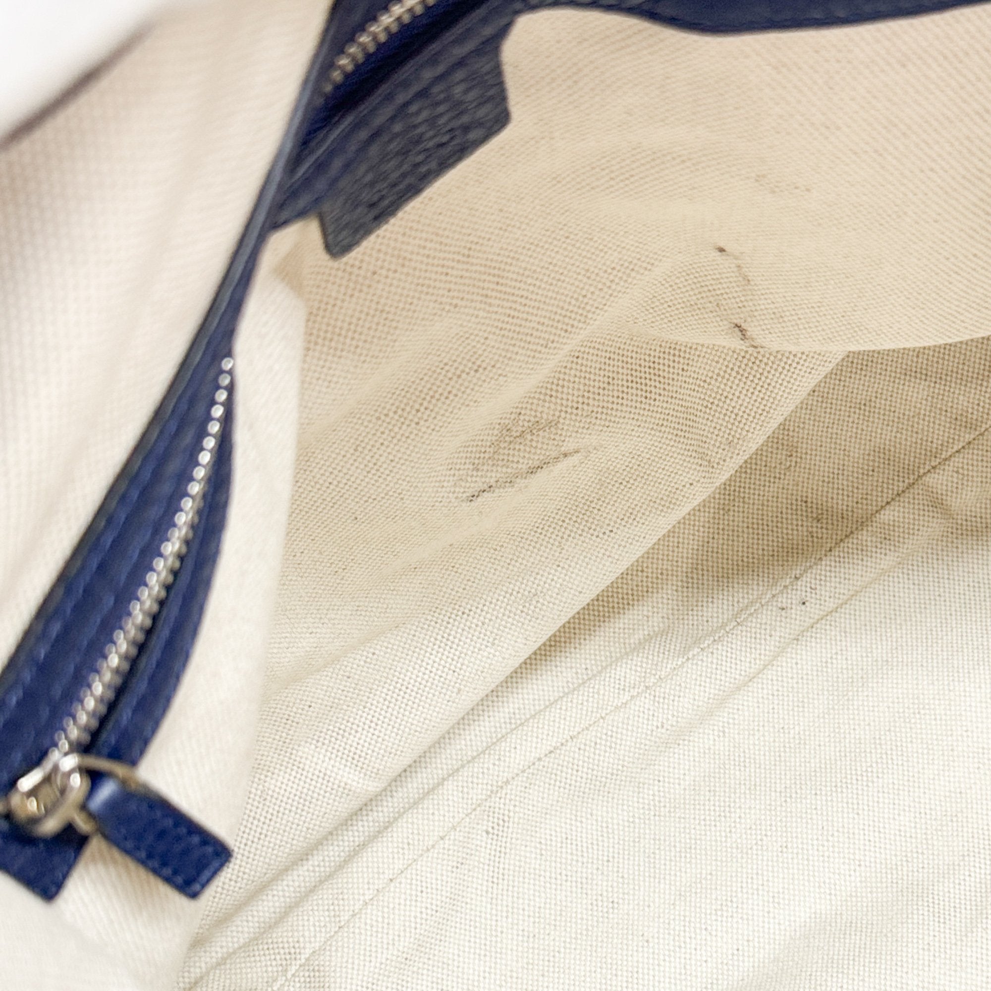 Techno Horsebit Embellished Navy Leather Messenger Bag