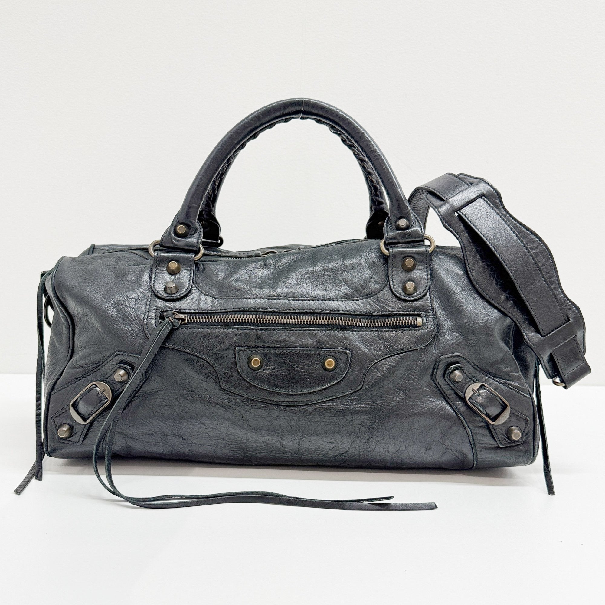 Twiggi Black Leather Two Way Bag