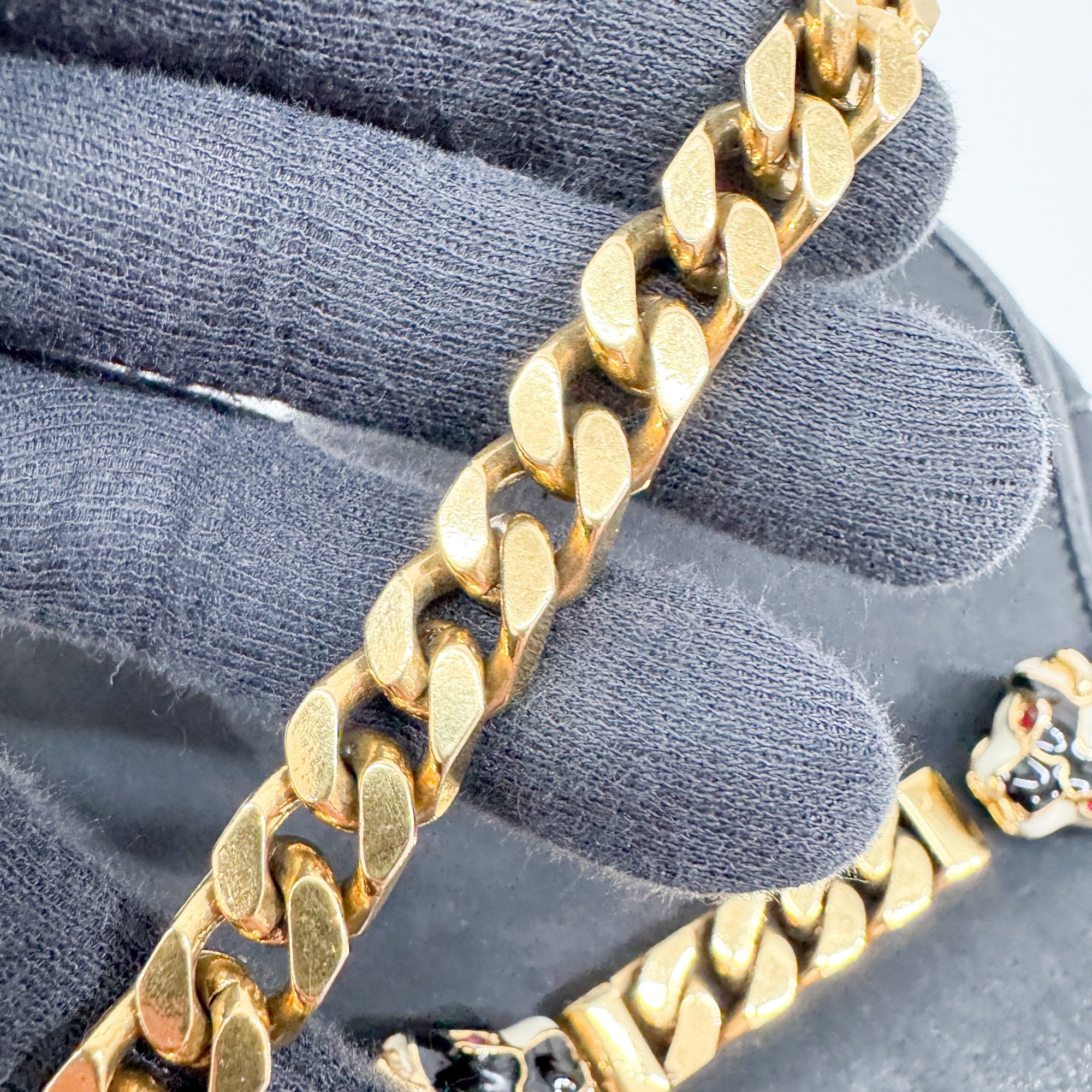 Tiger Head Clasp Black Nubuck Leather Shoulder Bag