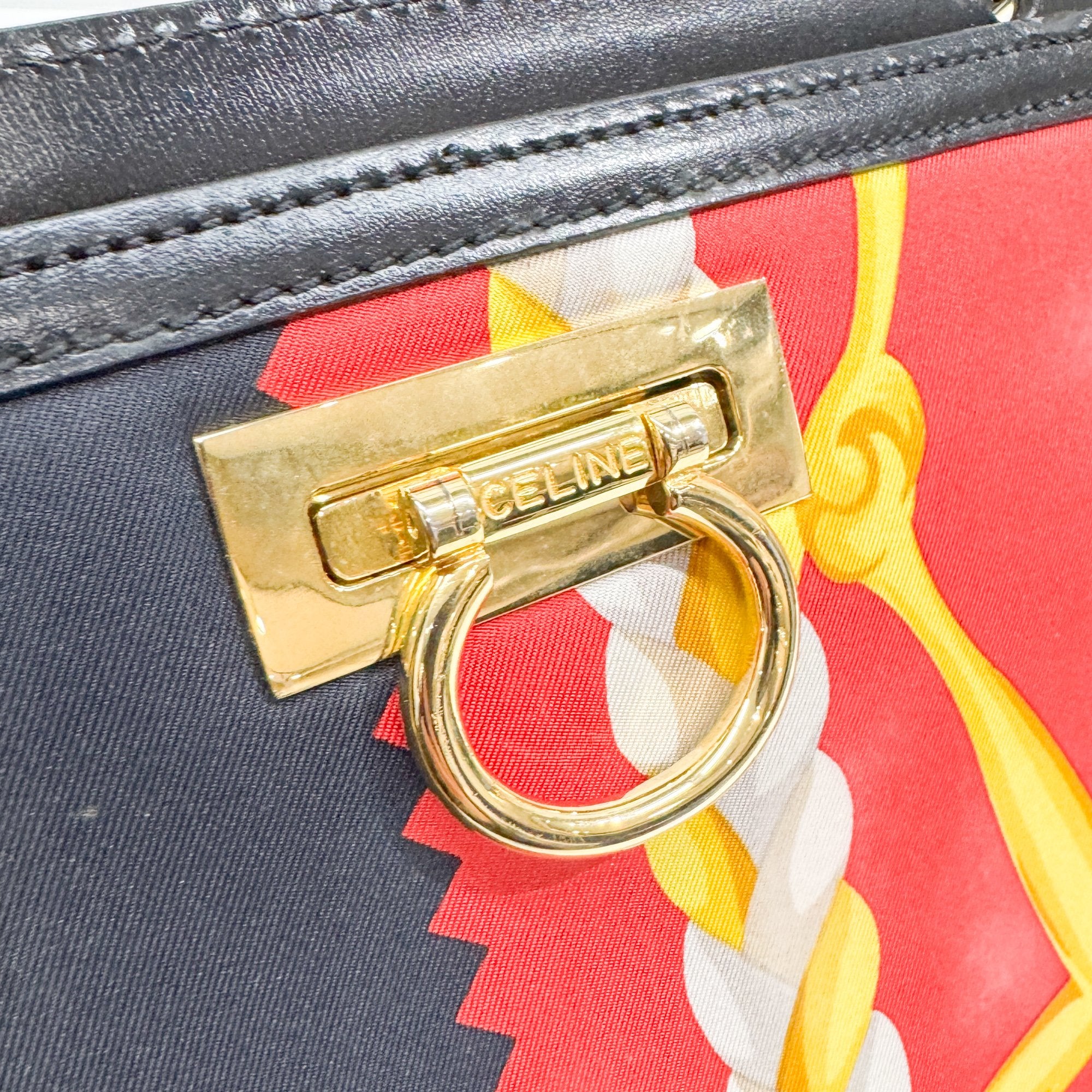 Gancini Multicolor Scarf Canvas Hand Bag