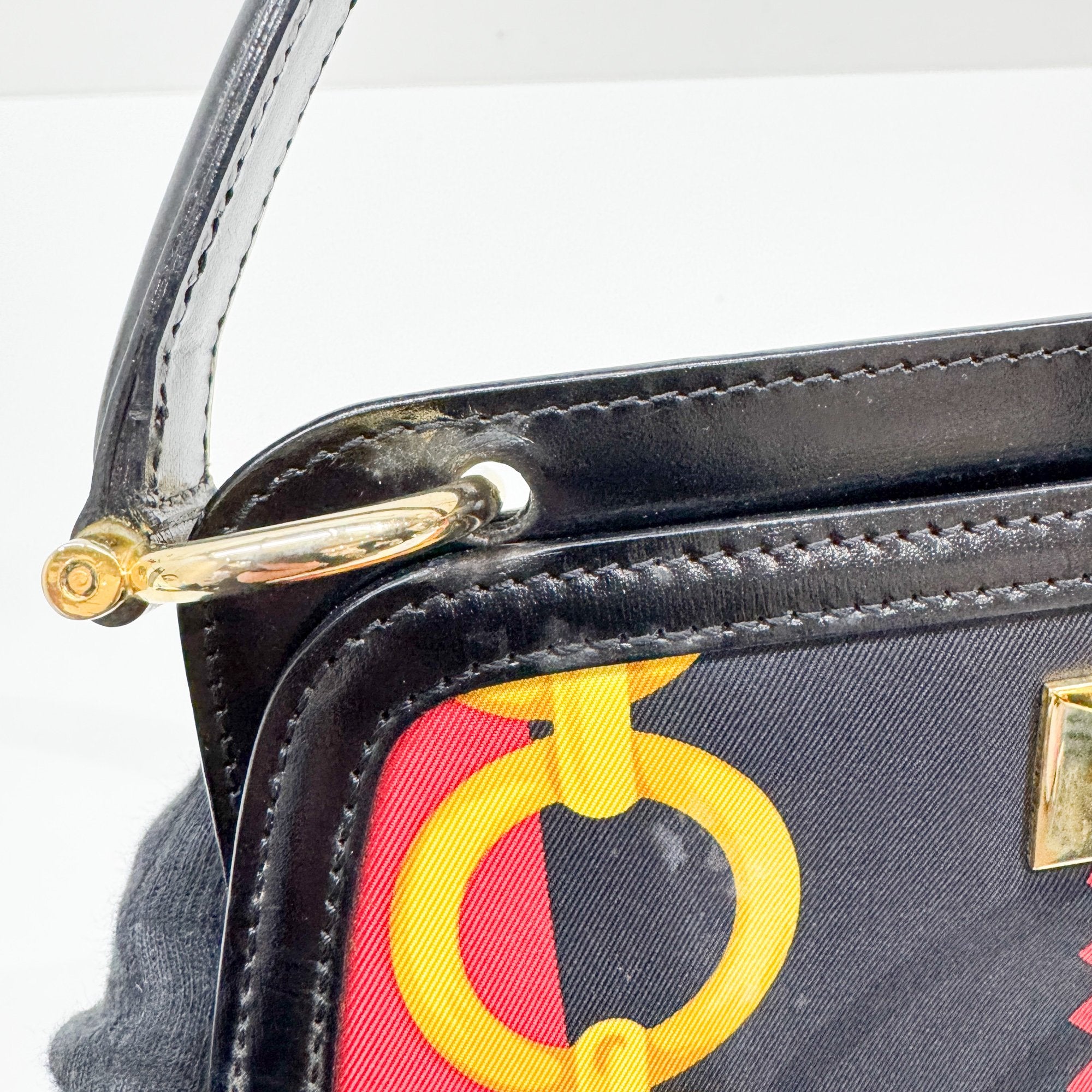 Gancini Multicolor Scarf Canvas Hand Bag