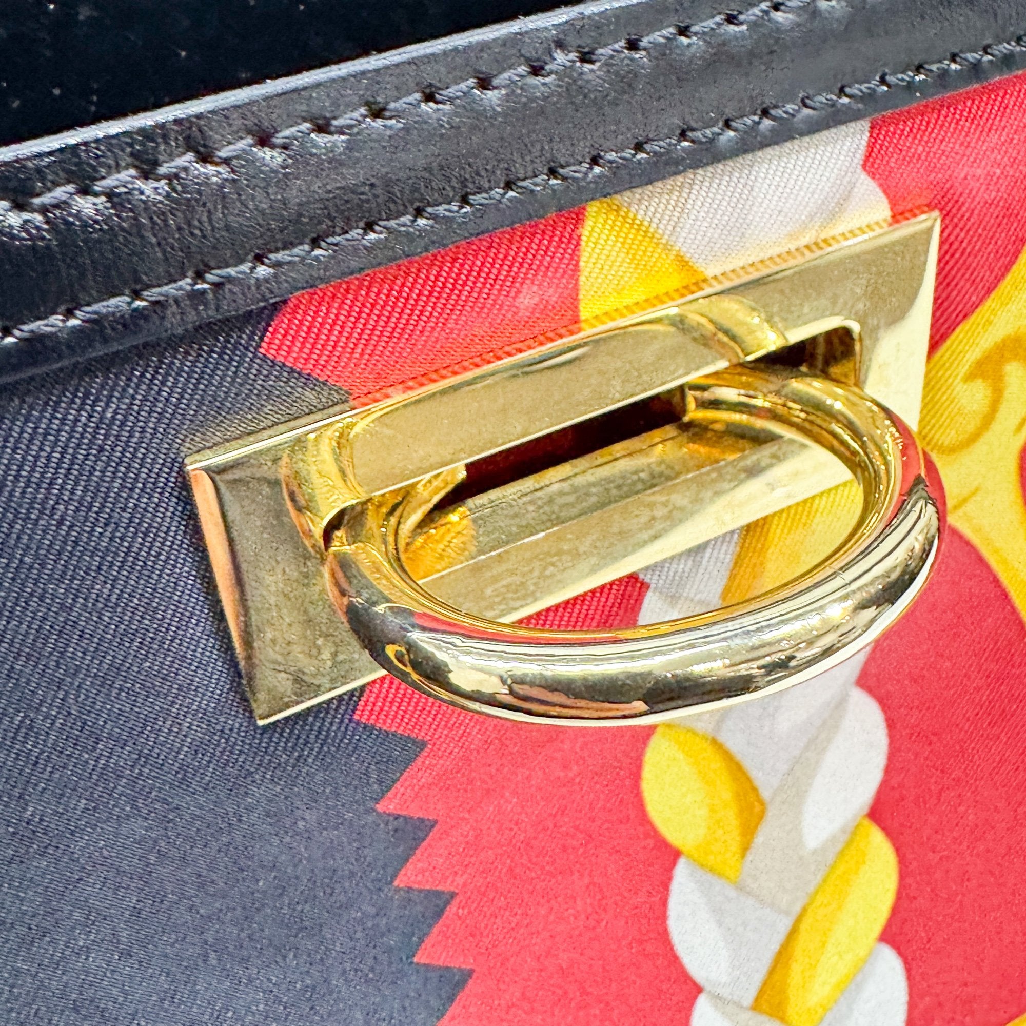 Gancini Multicolor Scarf Canvas Hand Bag