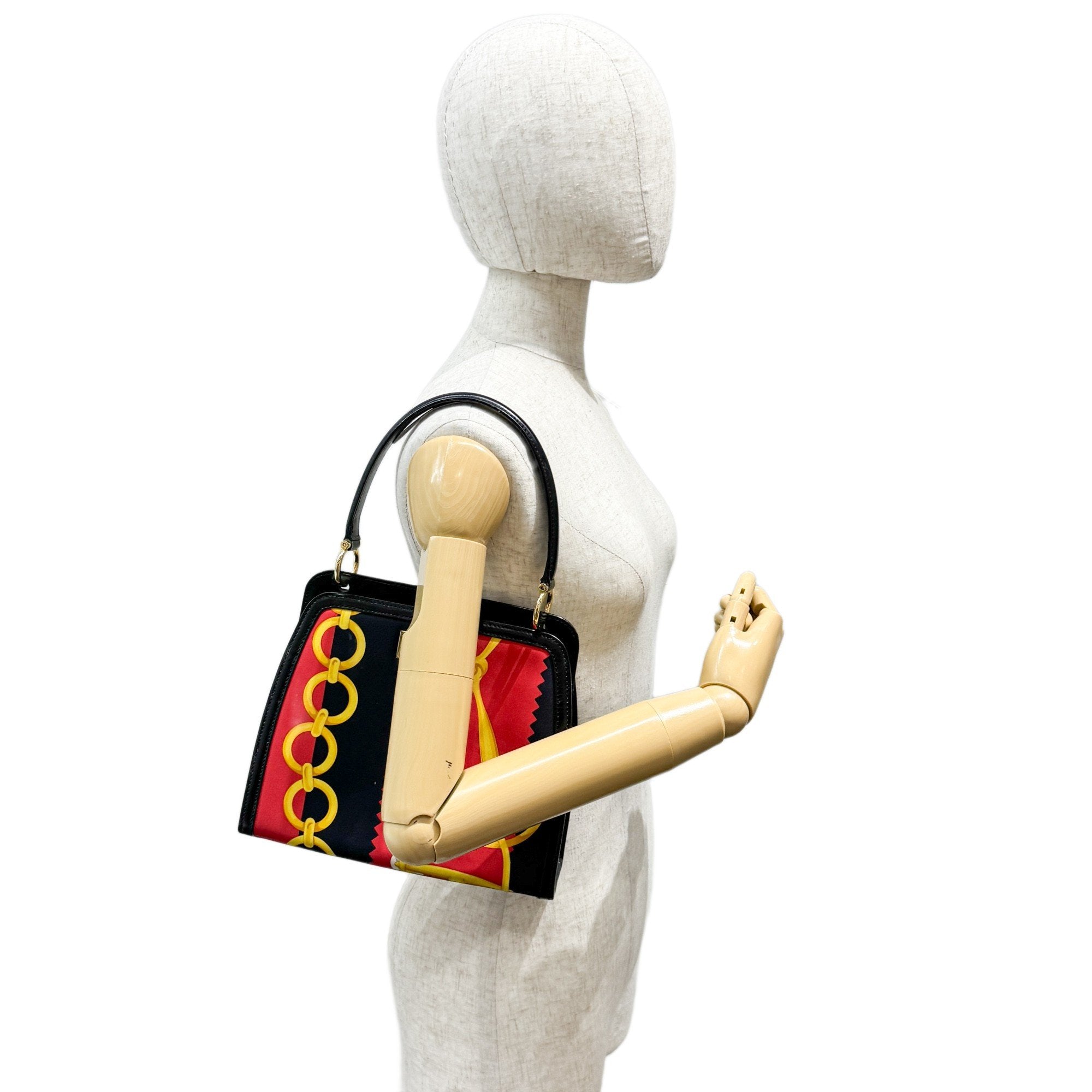 Gancini Multicolor Scarf Canvas Hand Bag