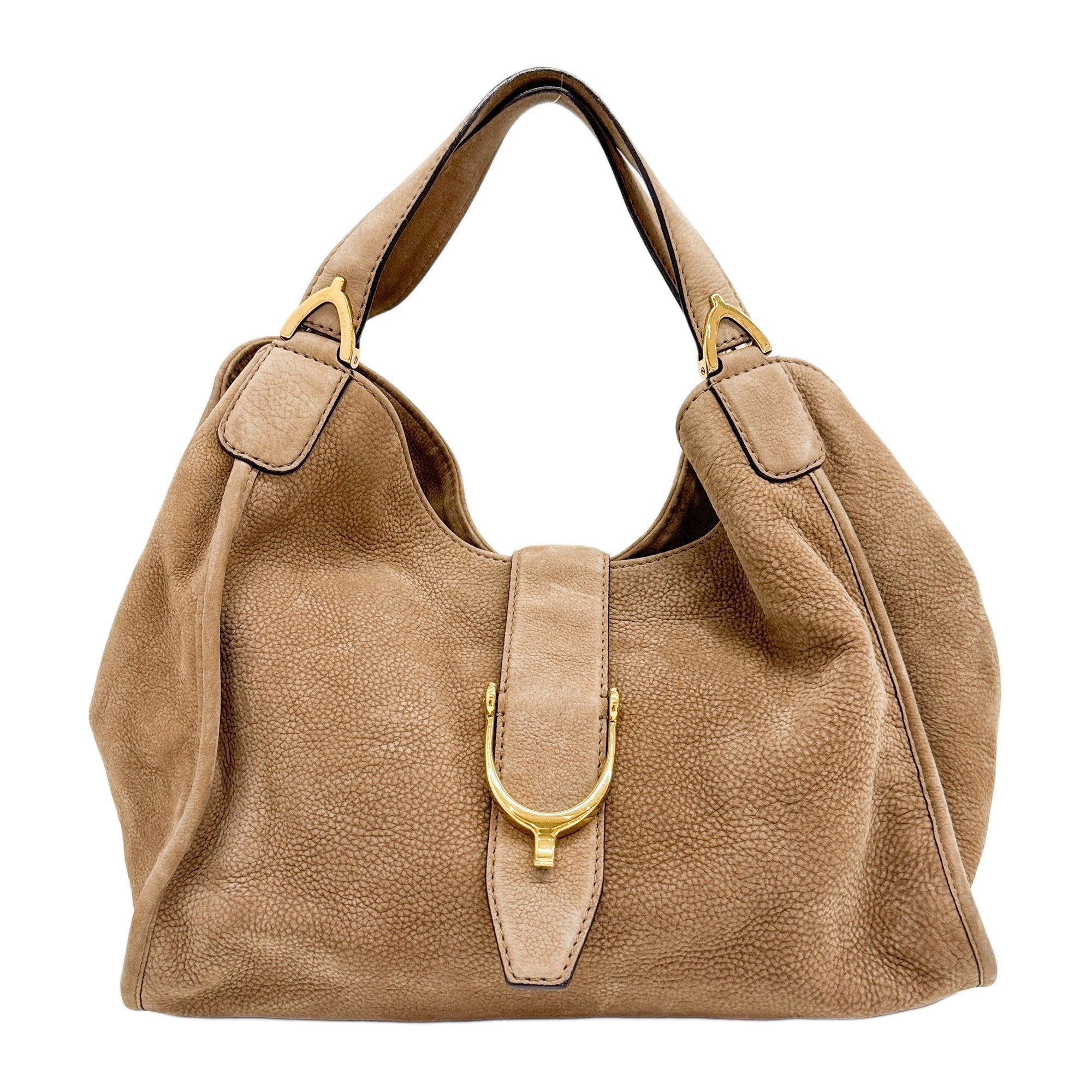 Stirrup Brown Nubuck Leather Shoulder Bag