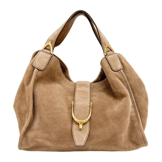 Stirrup Brown Nubuck Leather Shoulder Bag