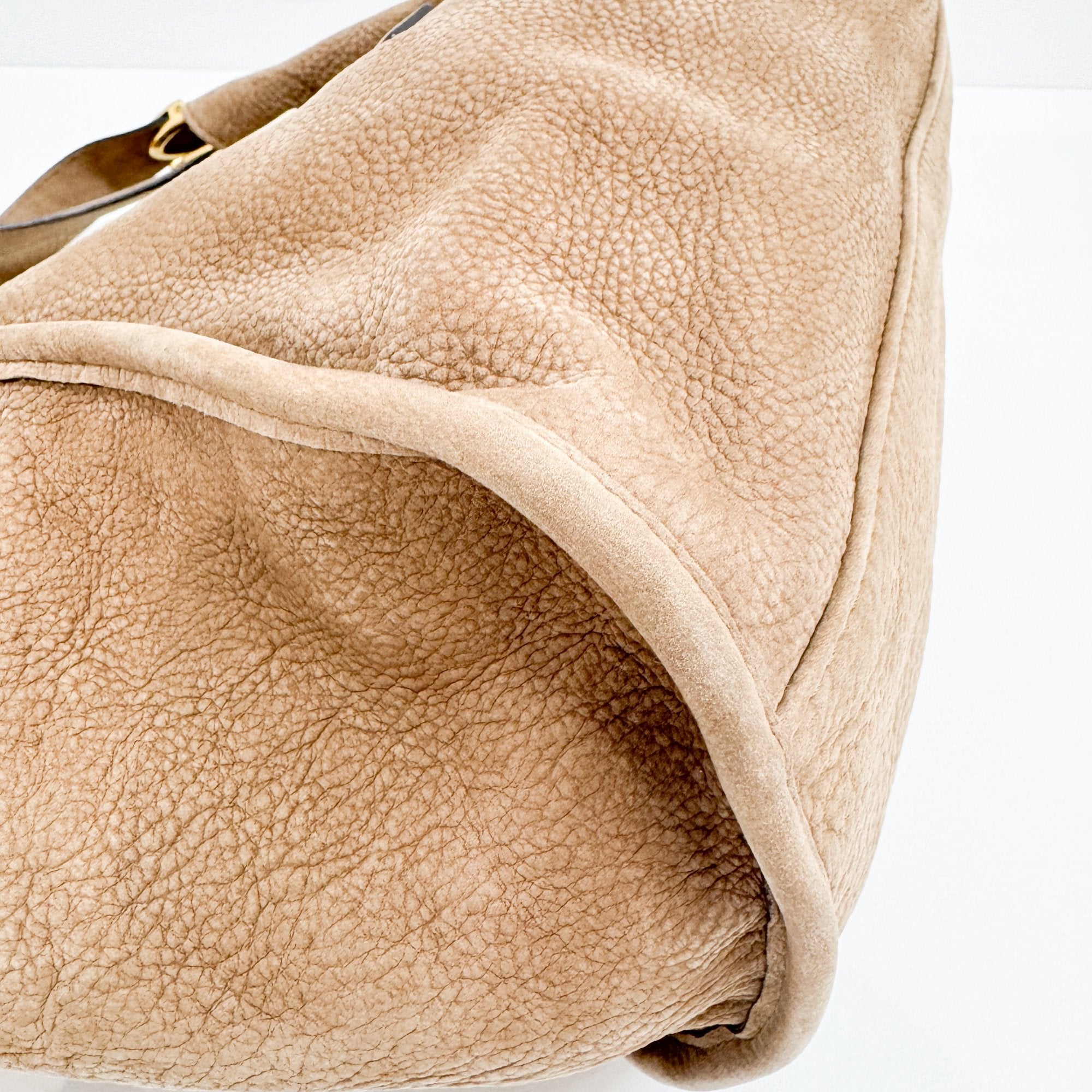 Stirrup Brown Nubuck Leather Shoulder Bag