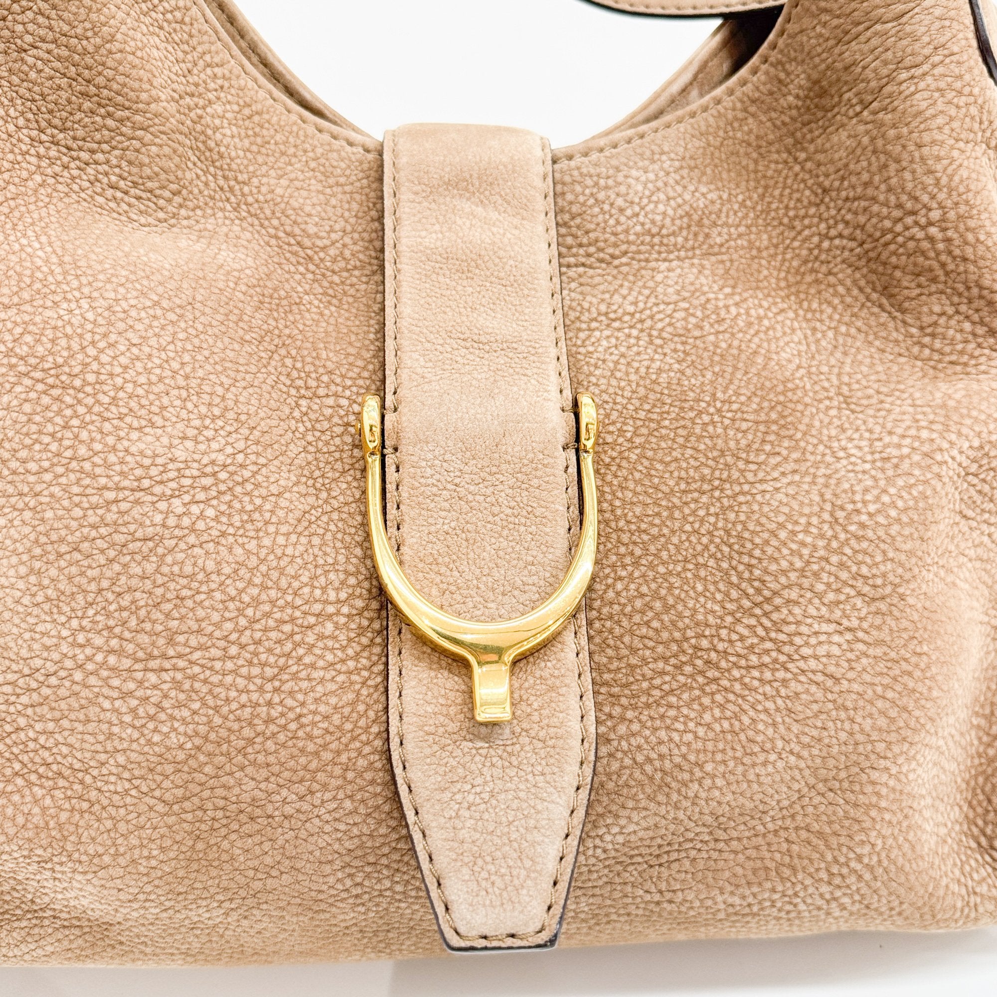 Stirrup Brown Nubuck Leather Shoulder Bag