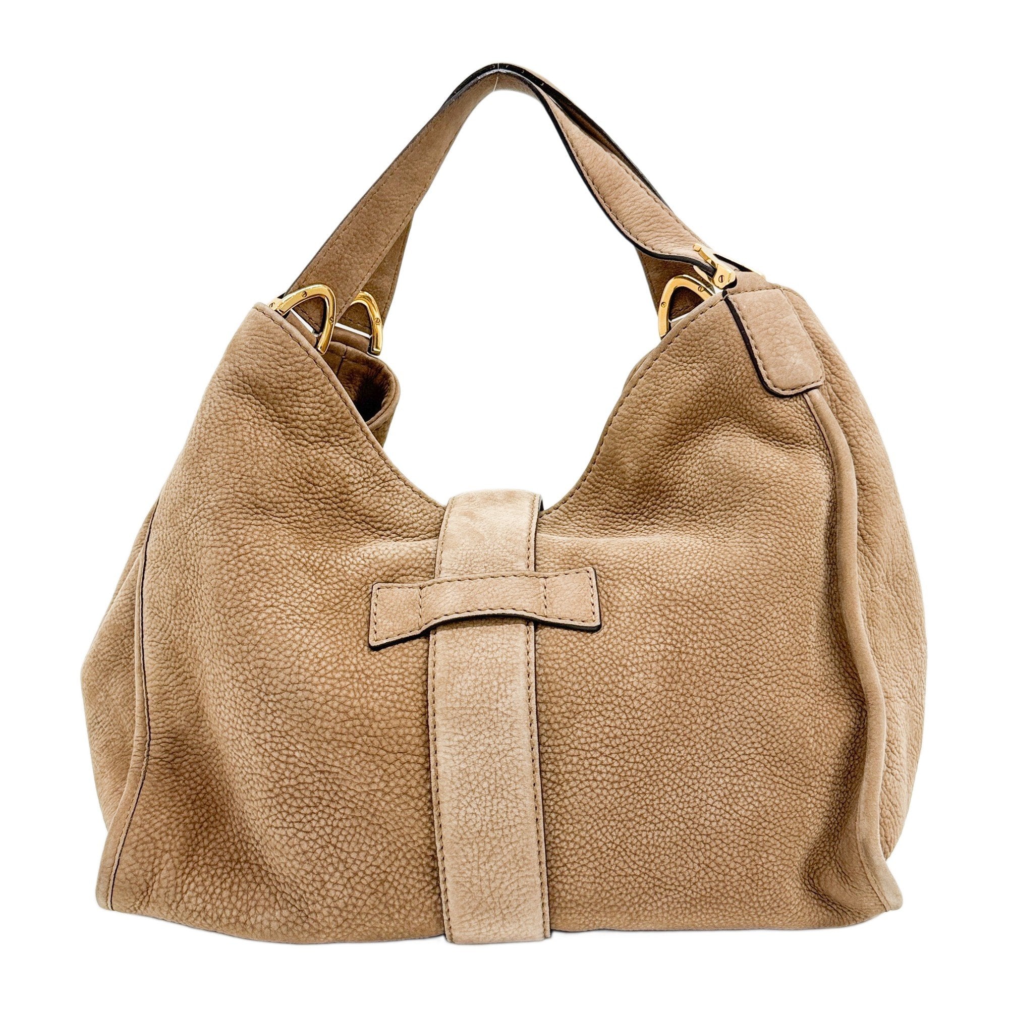 Stirrup Brown Nubuck Leather Shoulder Bag
