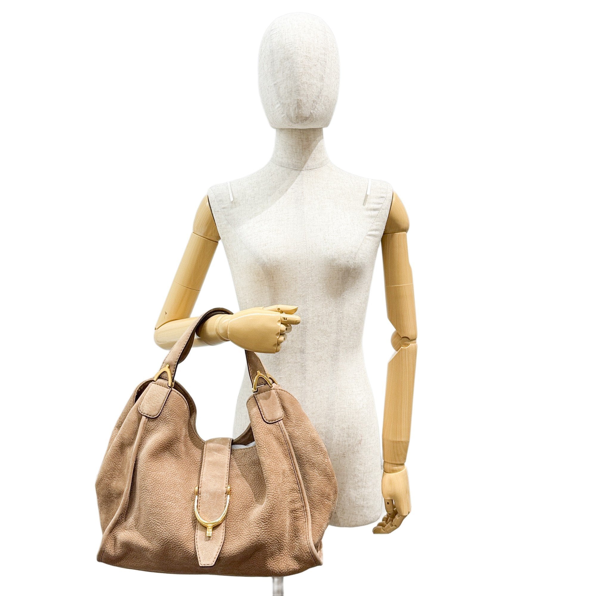 Stirrup Brown Nubuck Leather Shoulder Bag