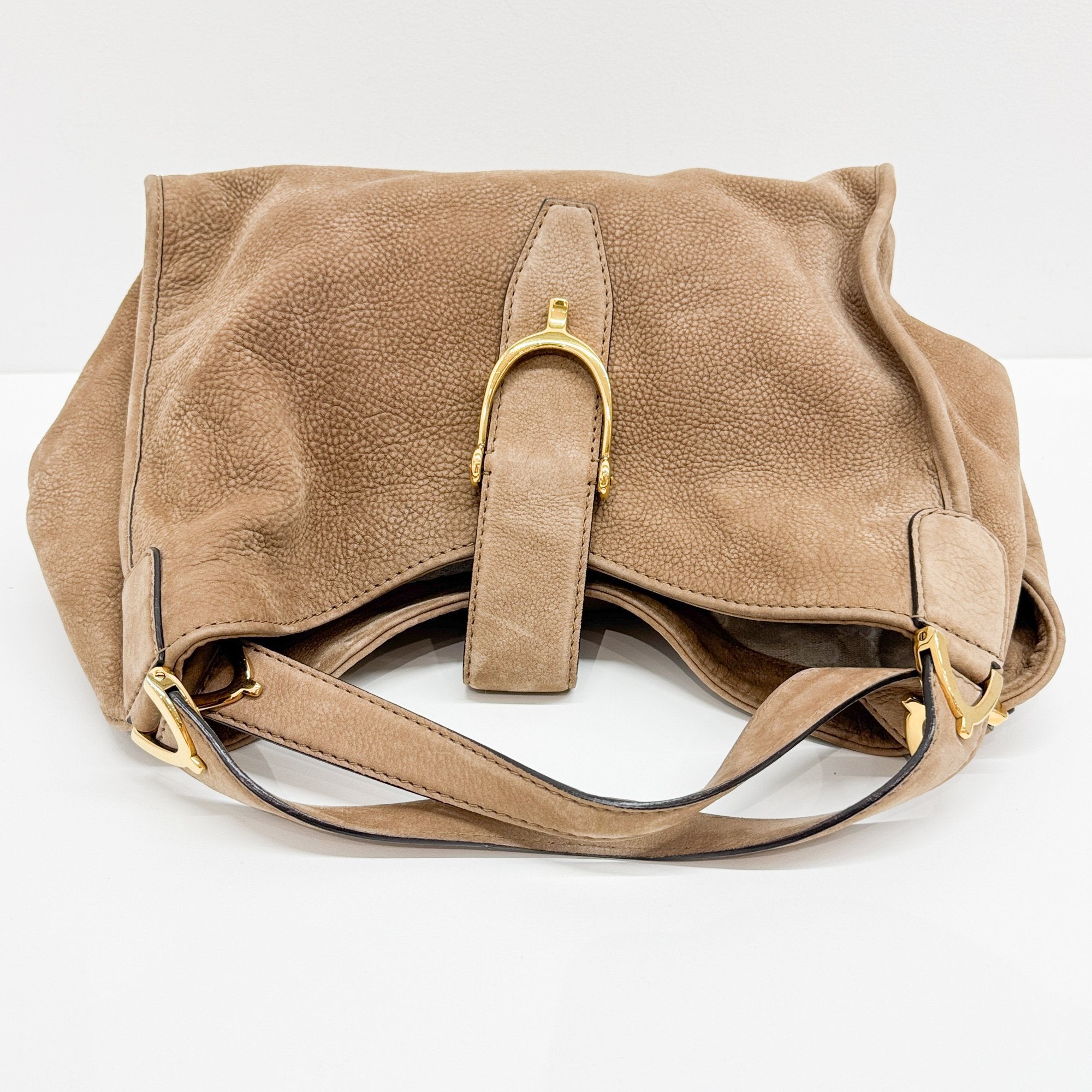 Stirrup Brown Nubuck Leather Shoulder Bag