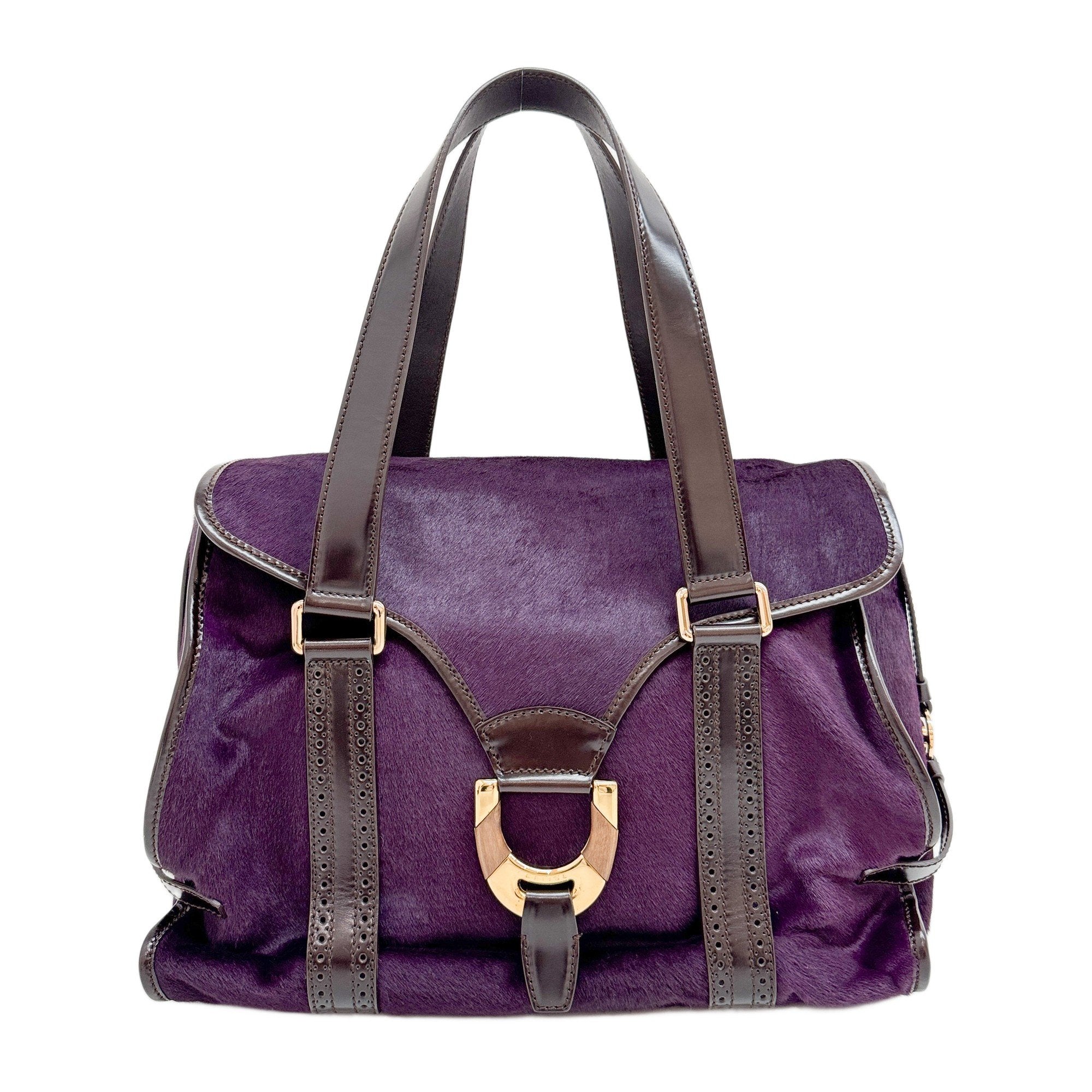 Harako Boston Purple Pony Hair Shoulder Bag