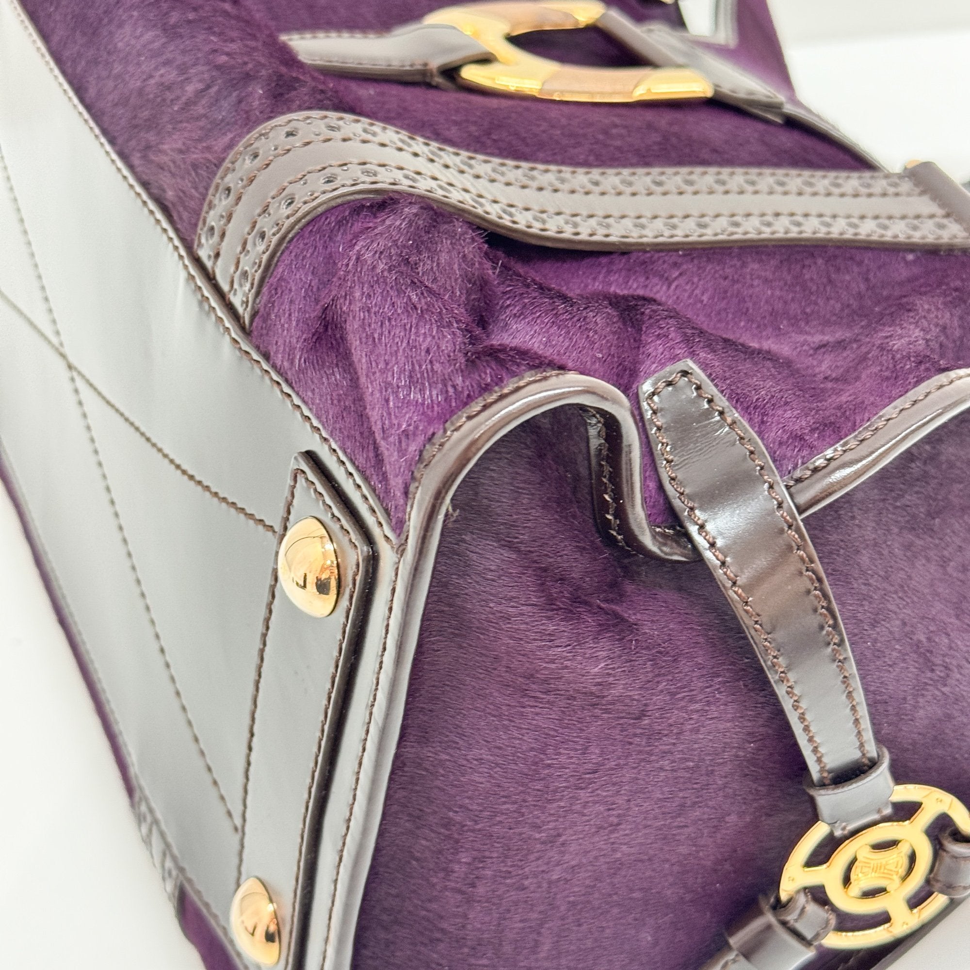 Harako Boston Purple Pony Hair Shoulder Bag