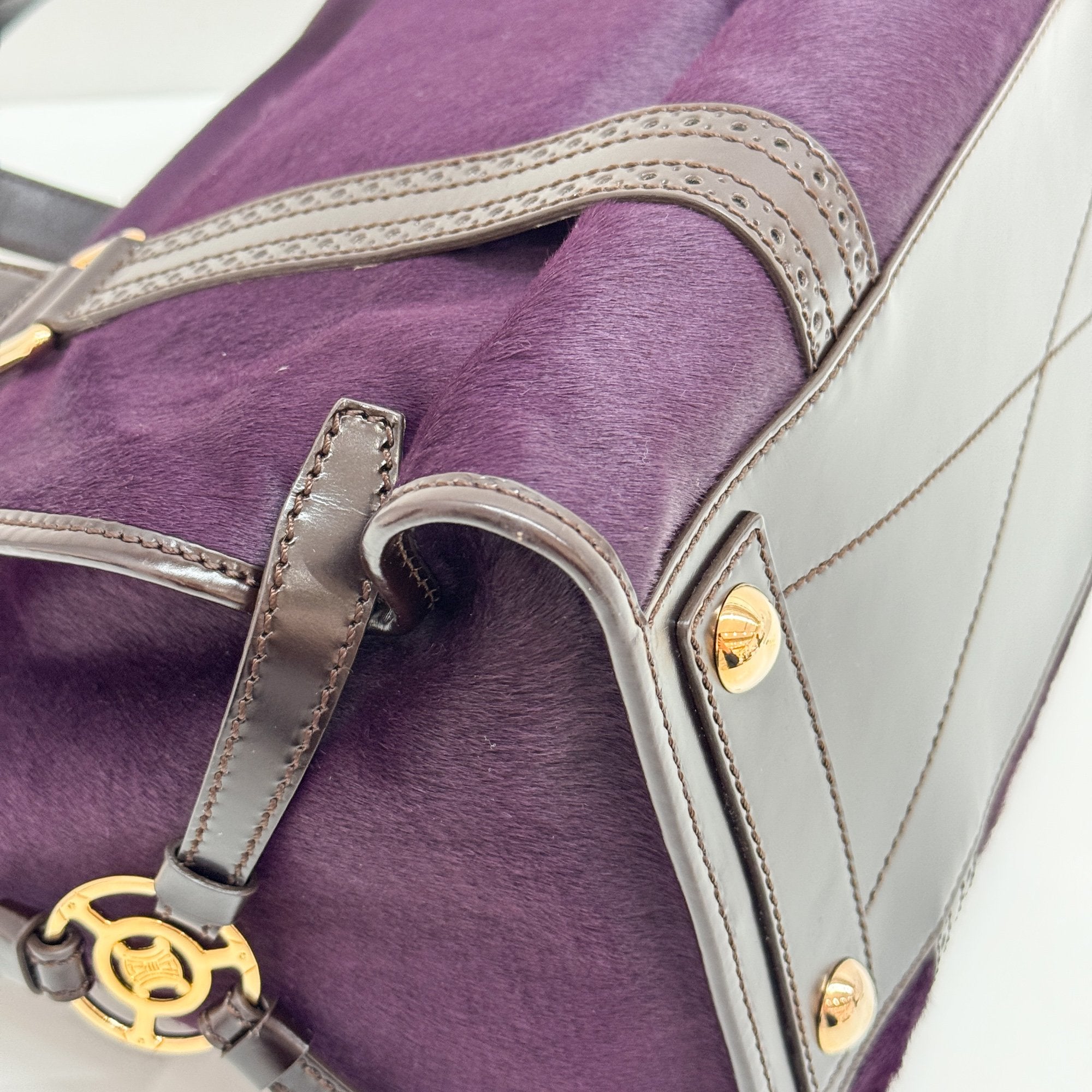 Harako Boston Purple Pony Hair Shoulder Bag