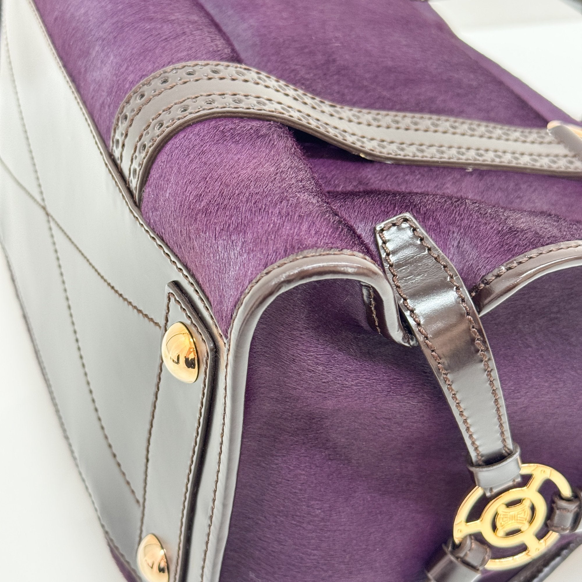 Harako Boston Purple Pony Hair Shoulder Bag