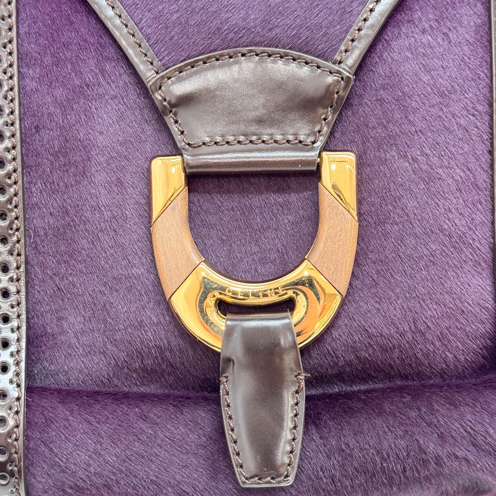 Harako Boston Purple Pony Hair Shoulder Bag