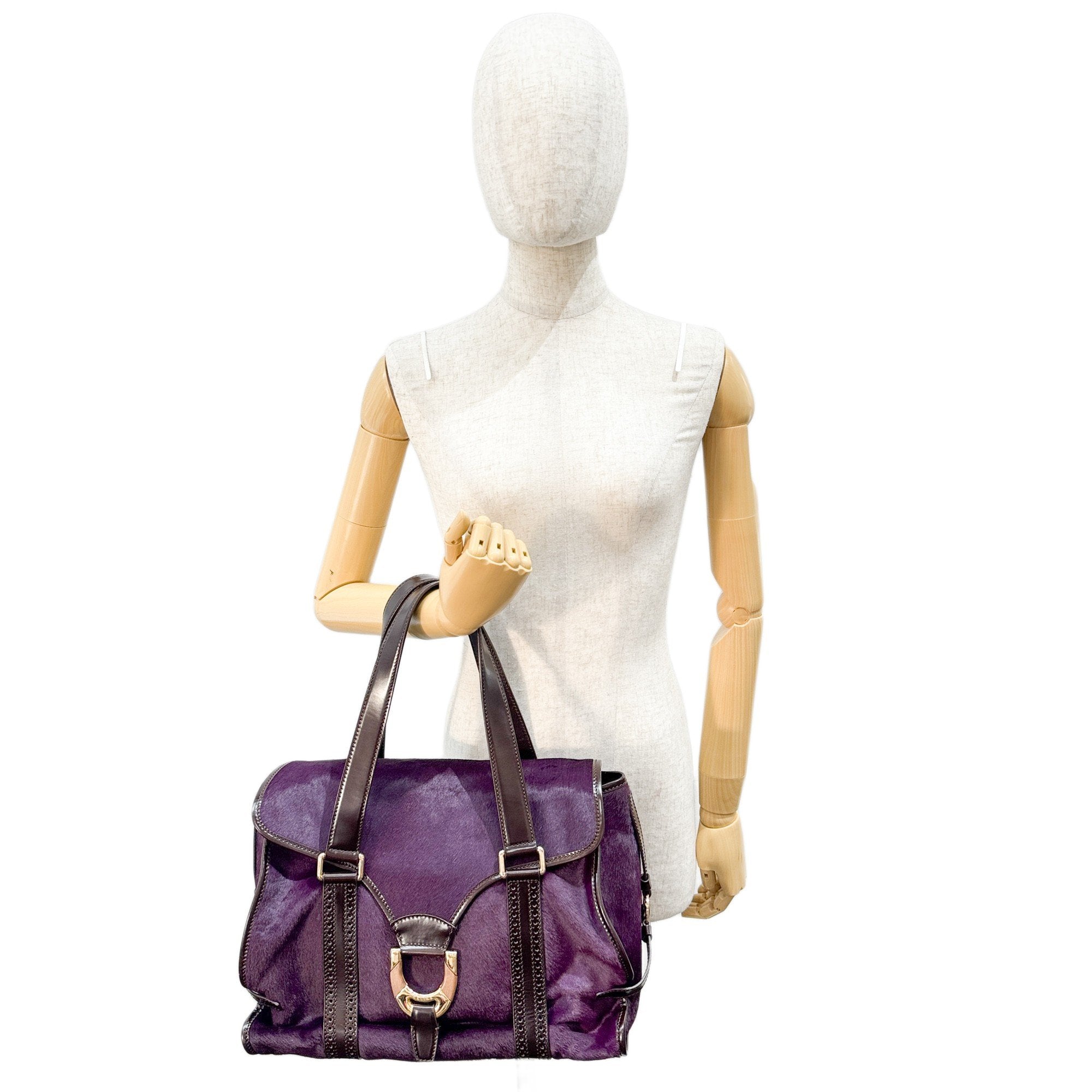 Harako Boston Purple Pony Hair Shoulder Bag
