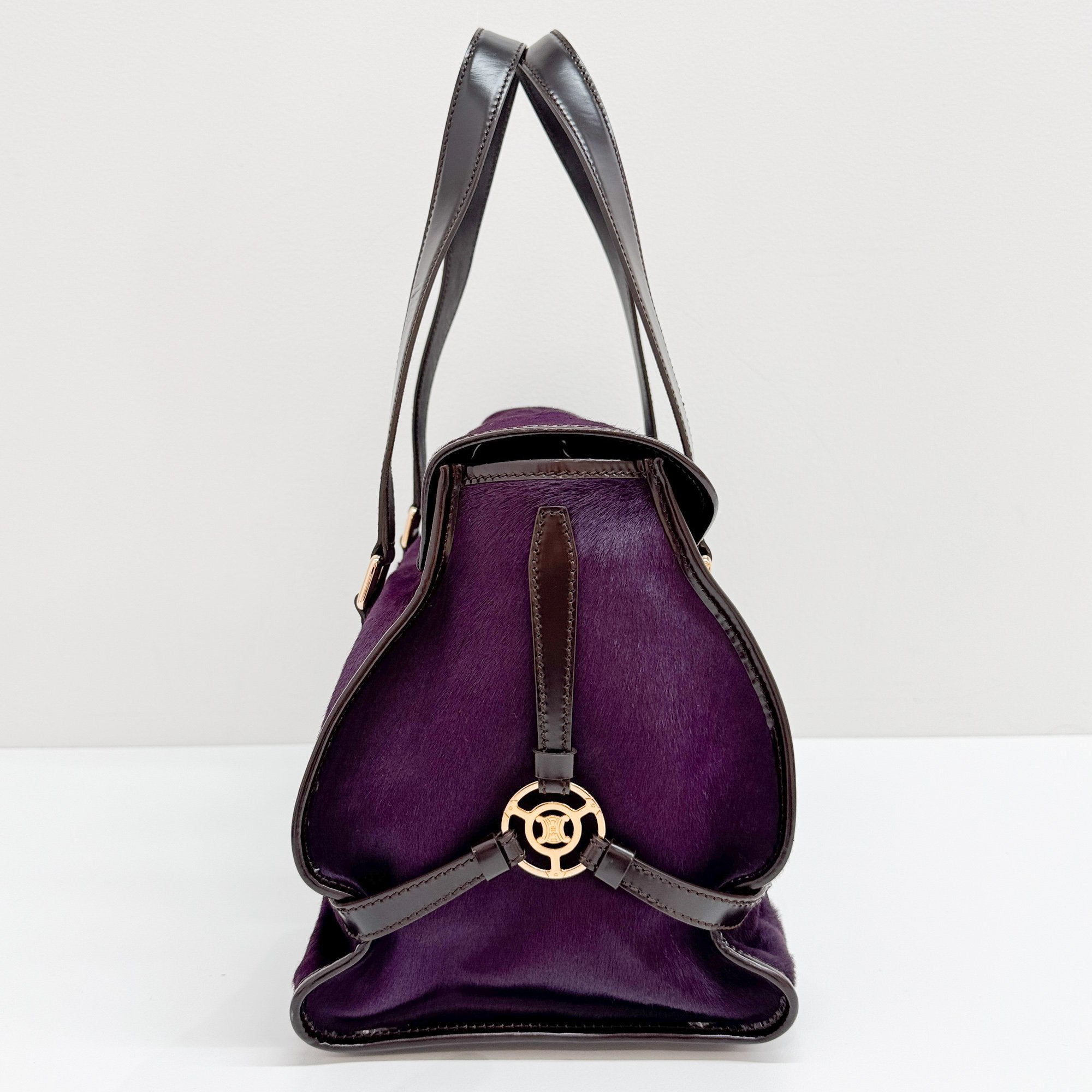 Harako Boston Purple Pony Hair Shoulder Bag