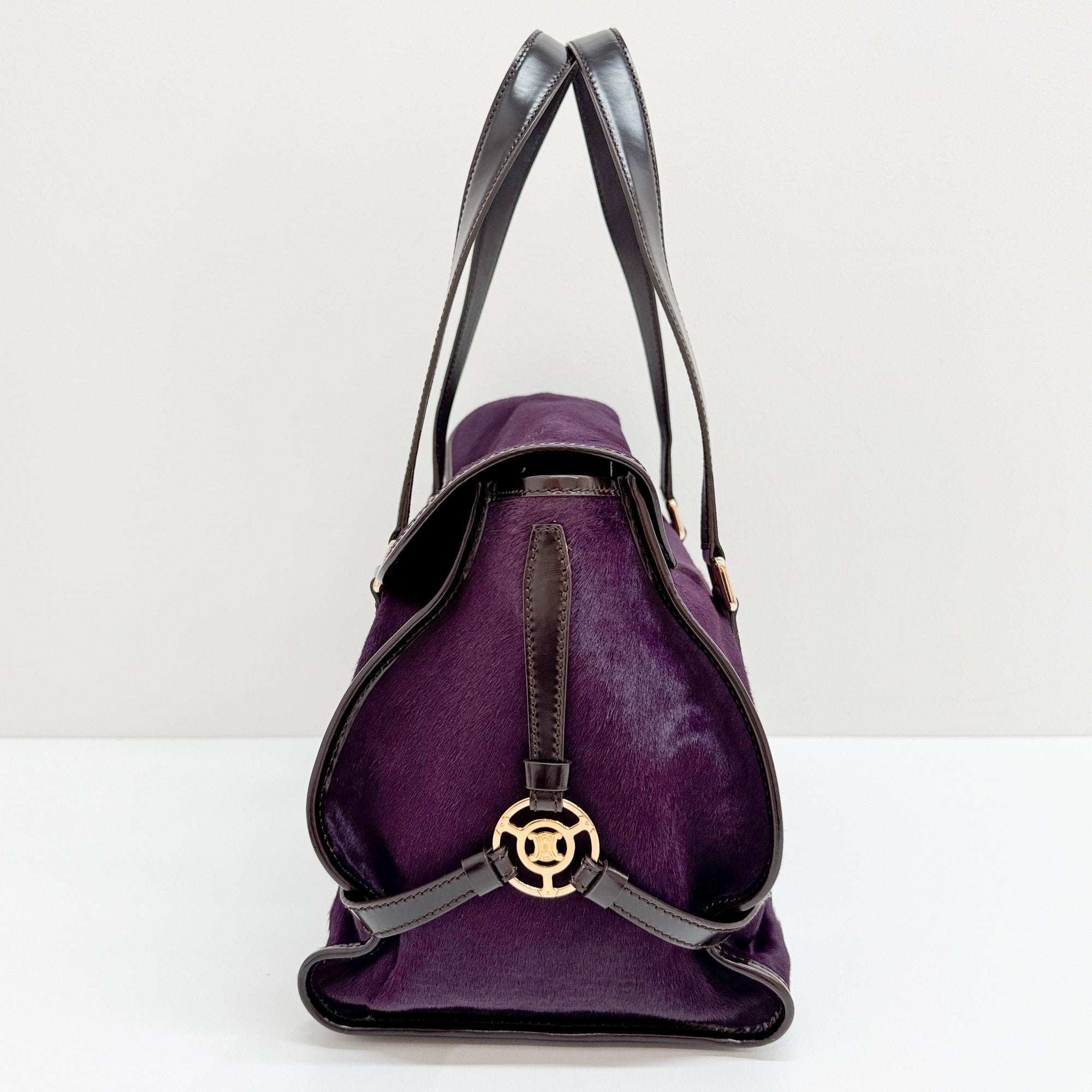 Harako Boston Purple Pony Hair Shoulder Bag