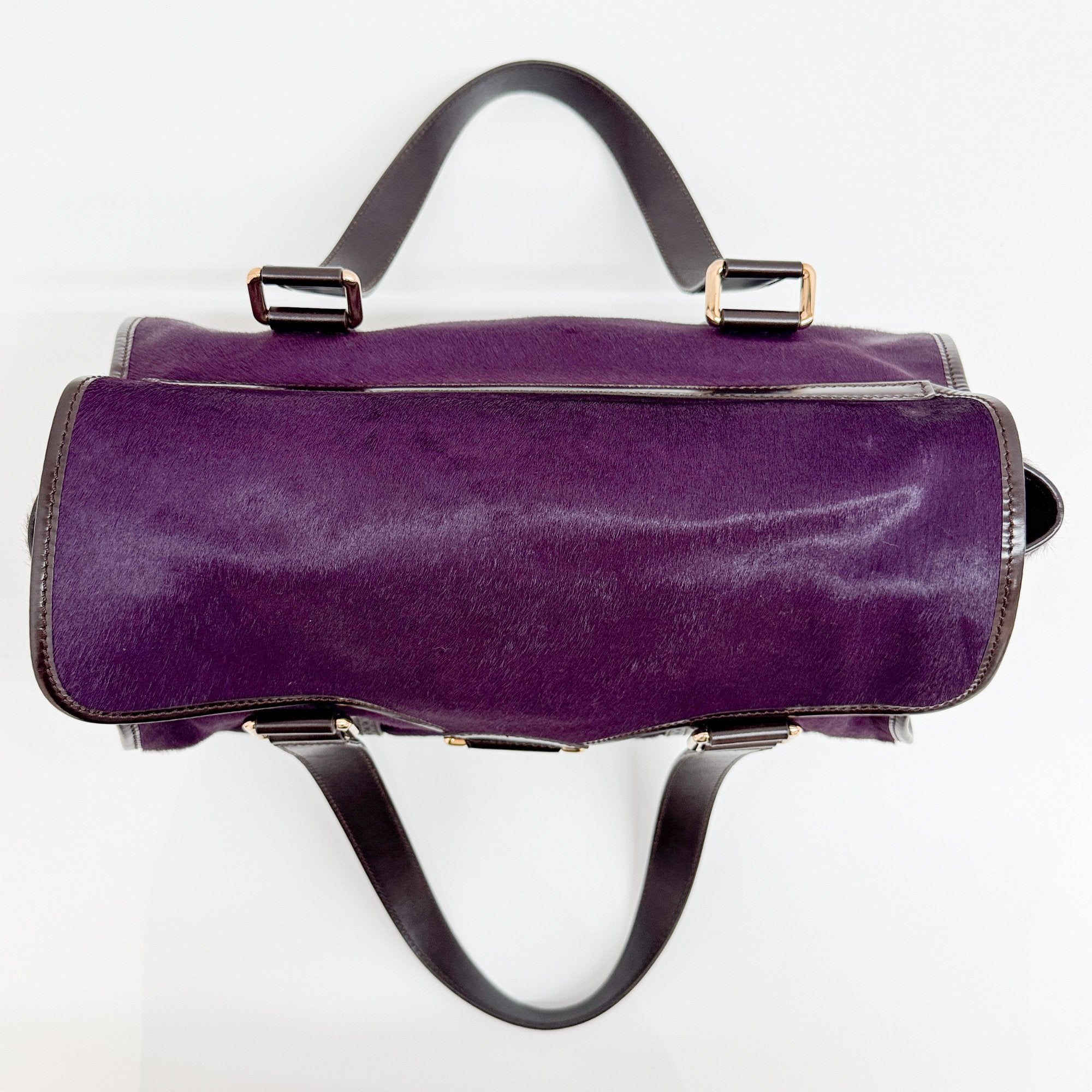 Harako Boston Purple Pony Hair Shoulder Bag