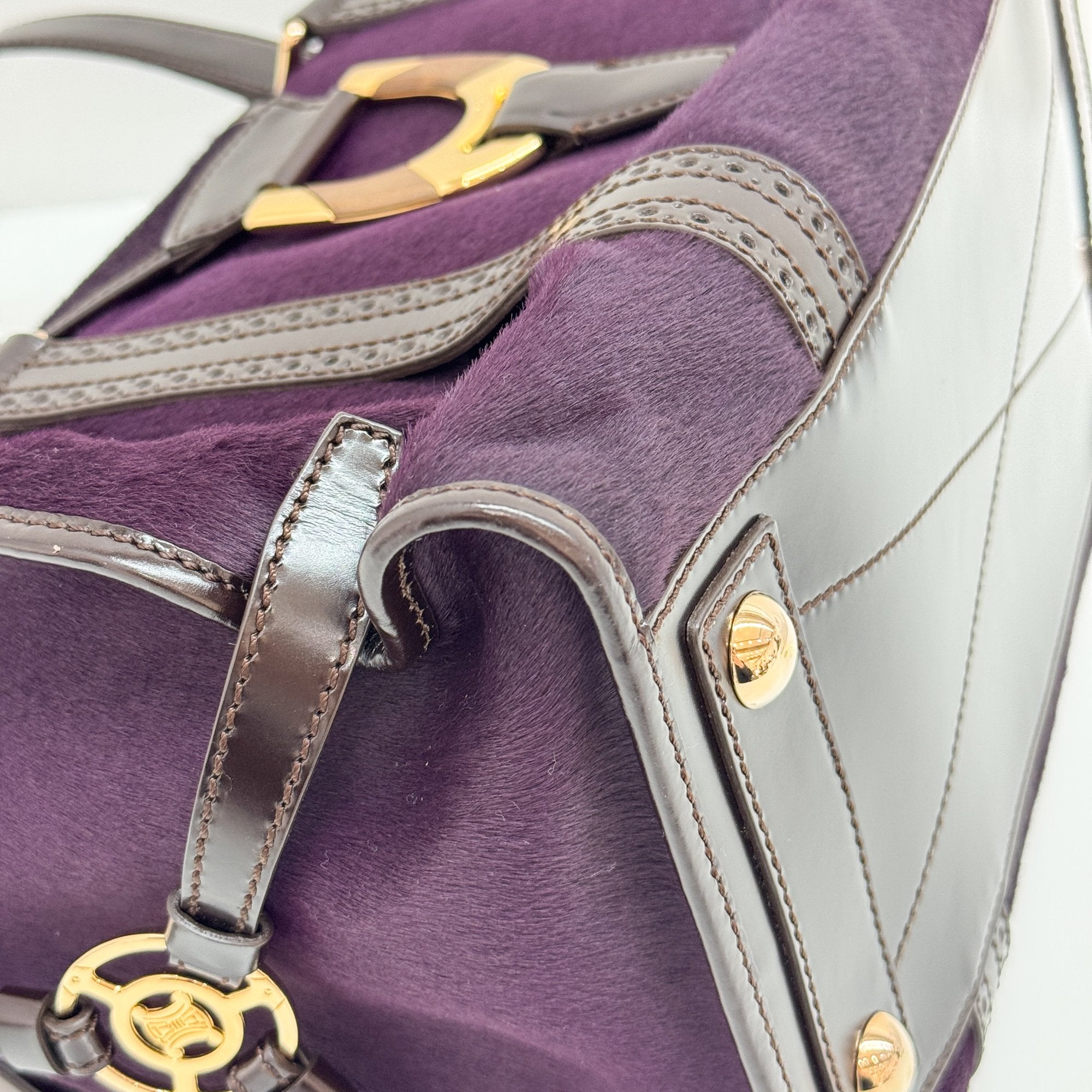 Harako Boston Purple Pony Hair Shoulder Bag