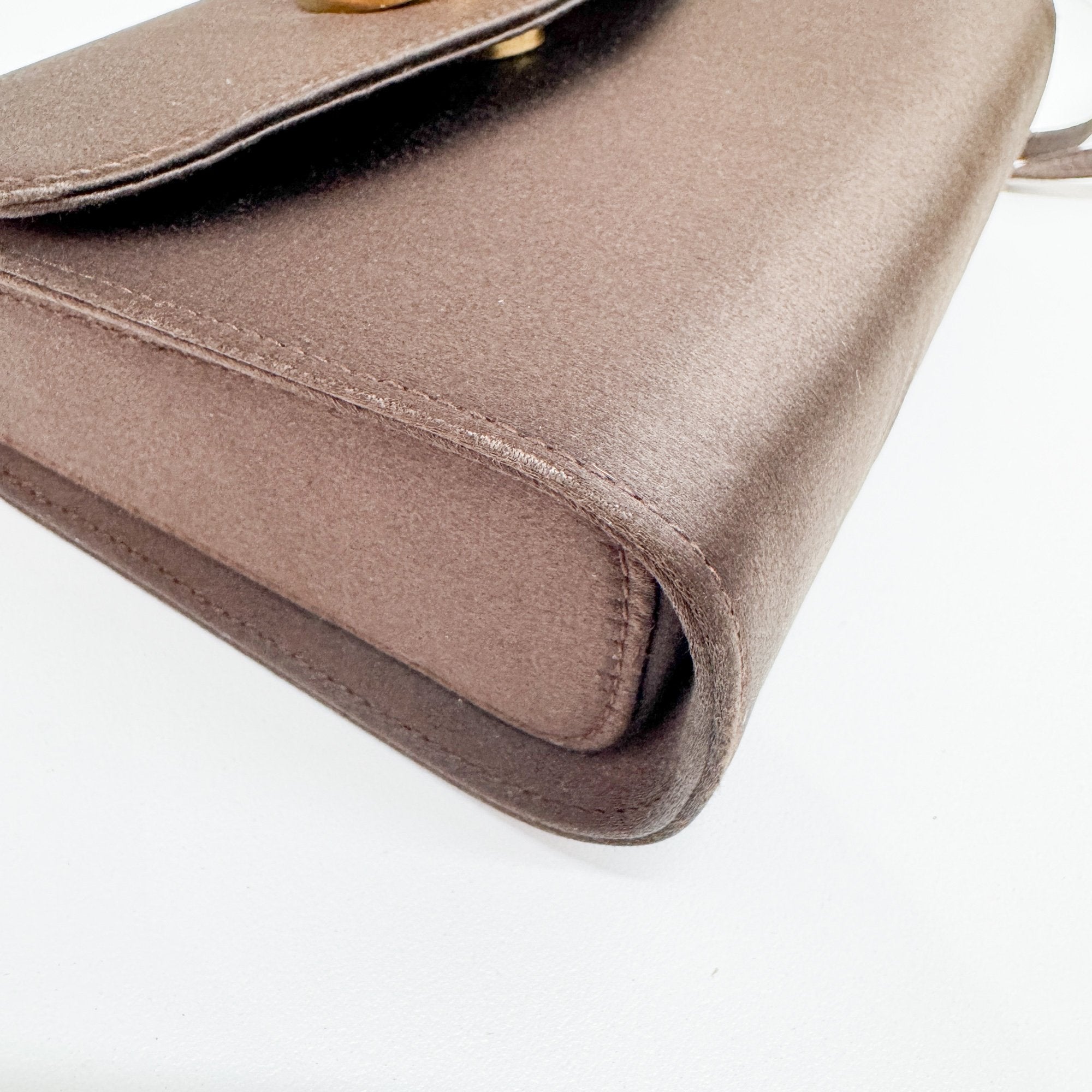 Brown Satin Shoulder Bag