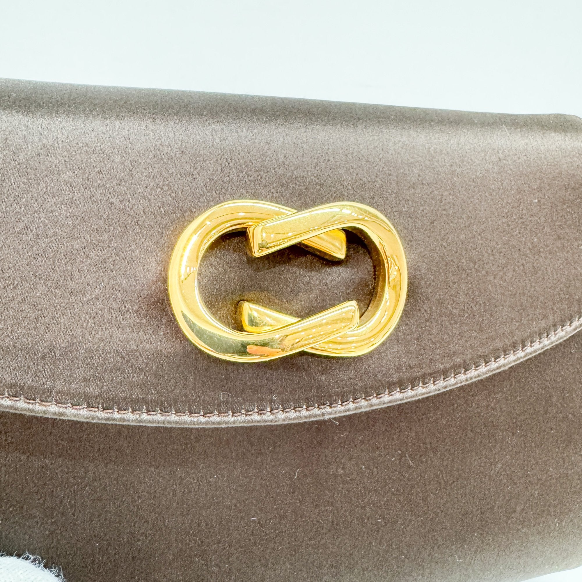 Brown Satin Shoulder Bag