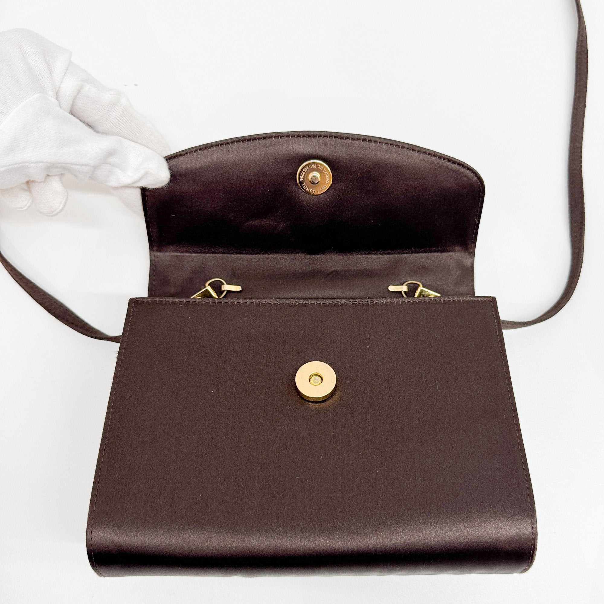 Brown Satin Shoulder Bag