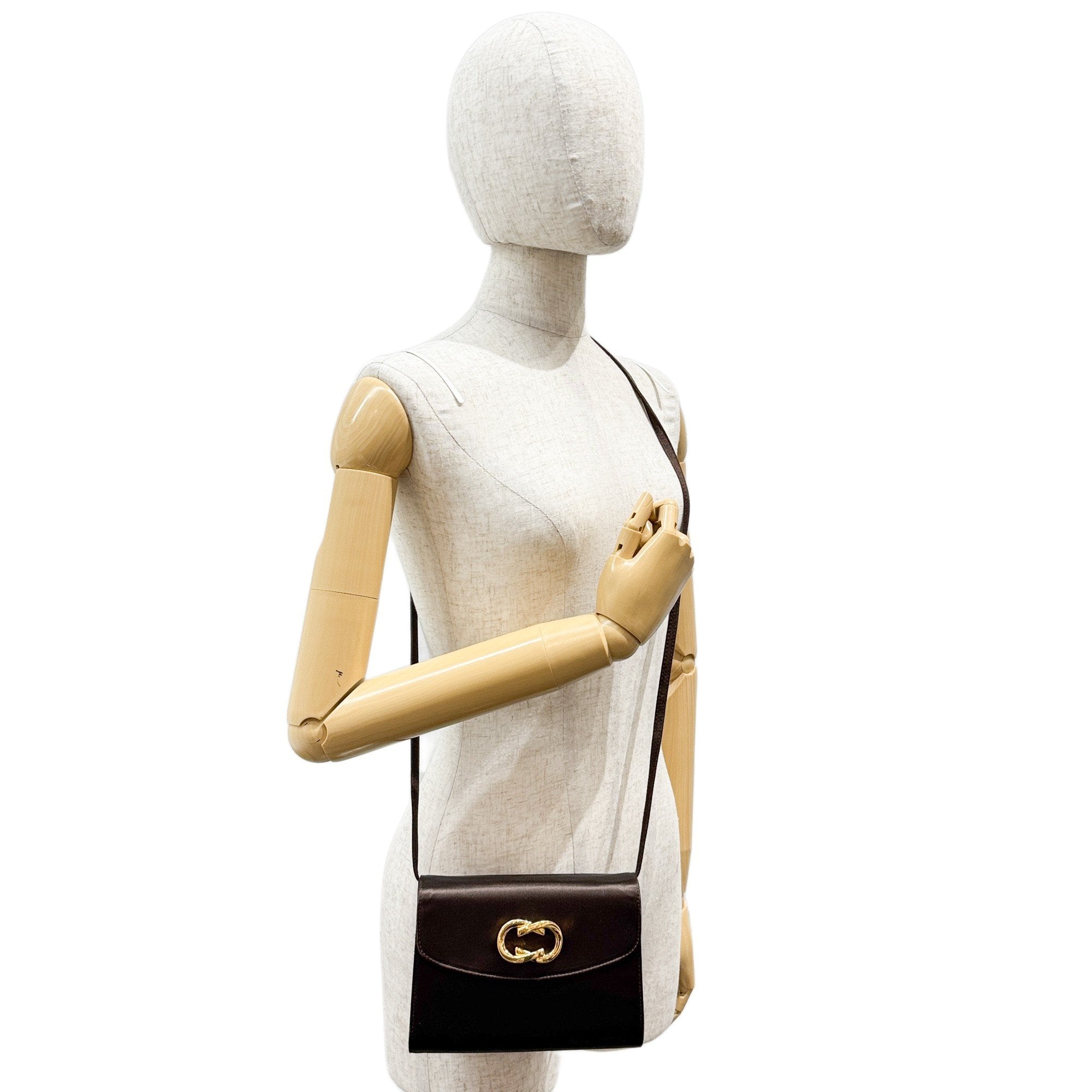 Brown Satin Shoulder Bag