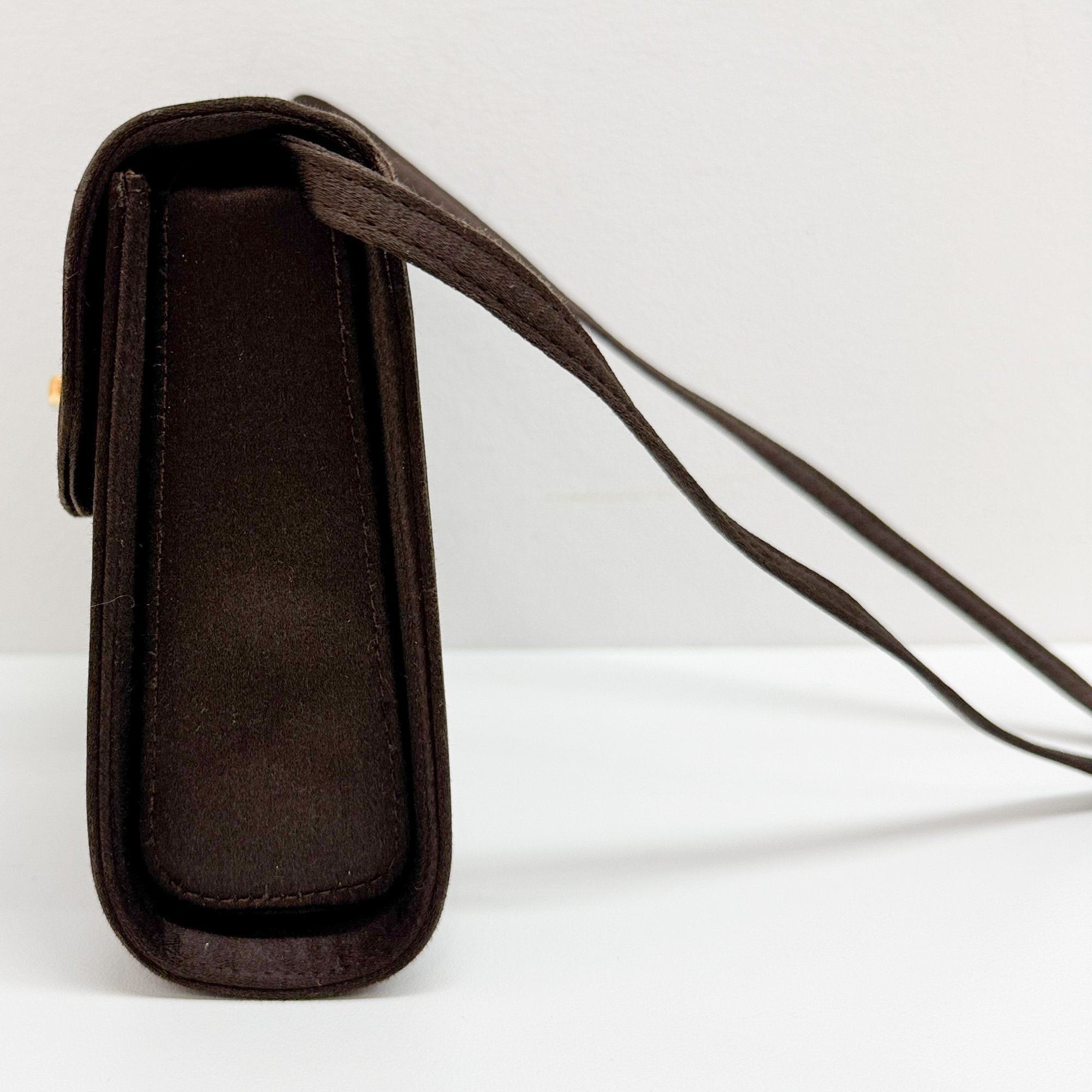 Brown Satin Shoulder Bag