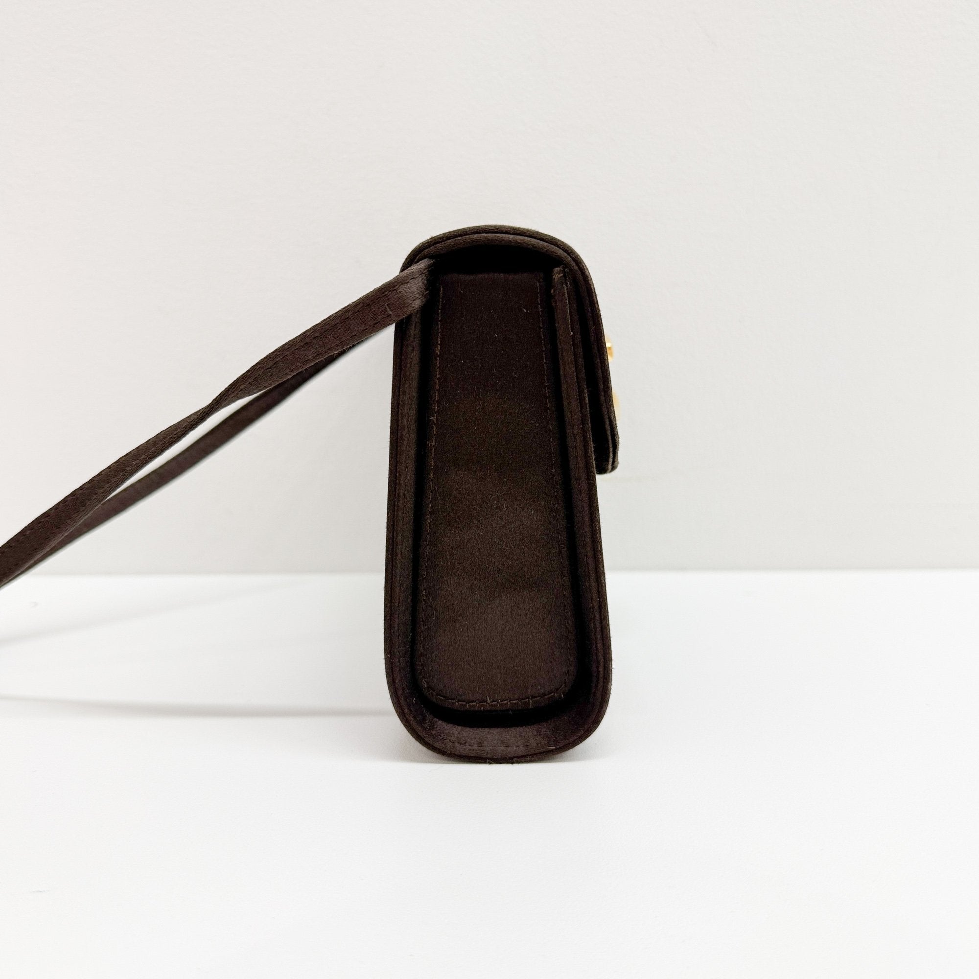 Brown Satin Shoulder Bag