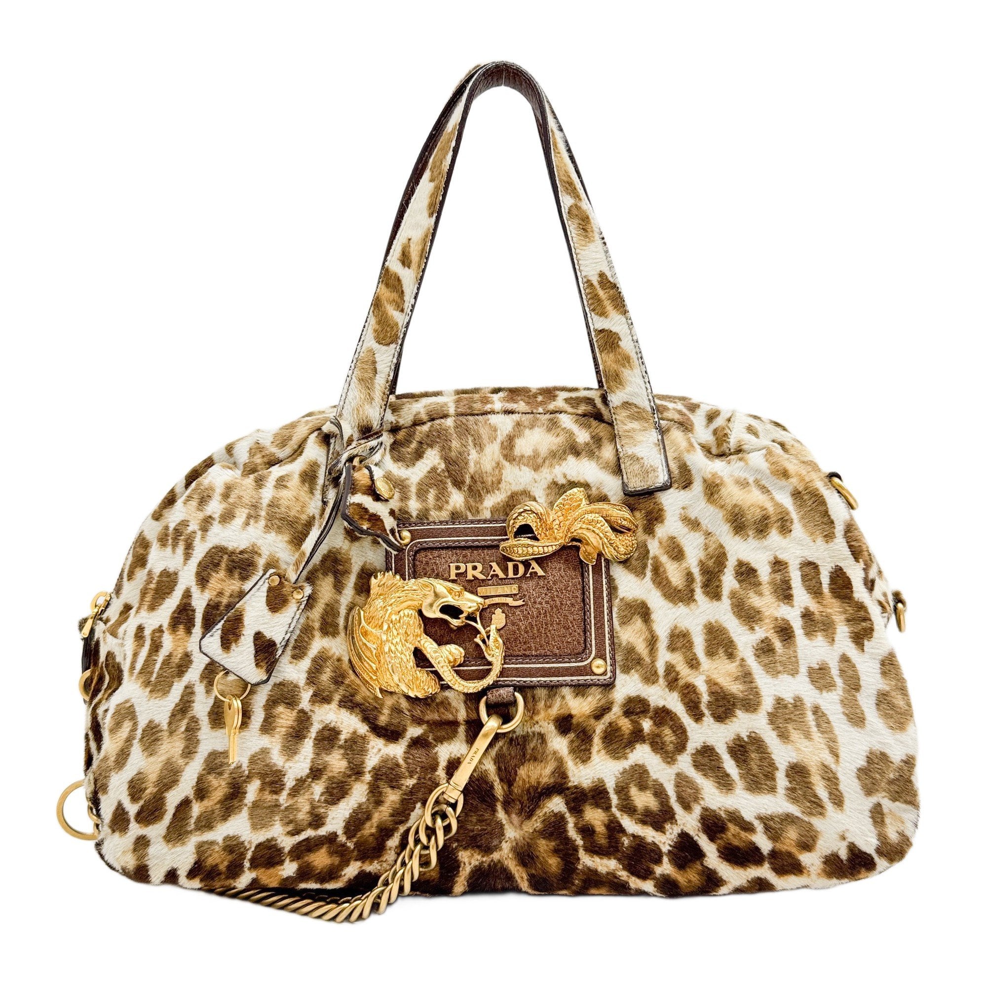Brown Leopard Print Pony Hair Hand Bag