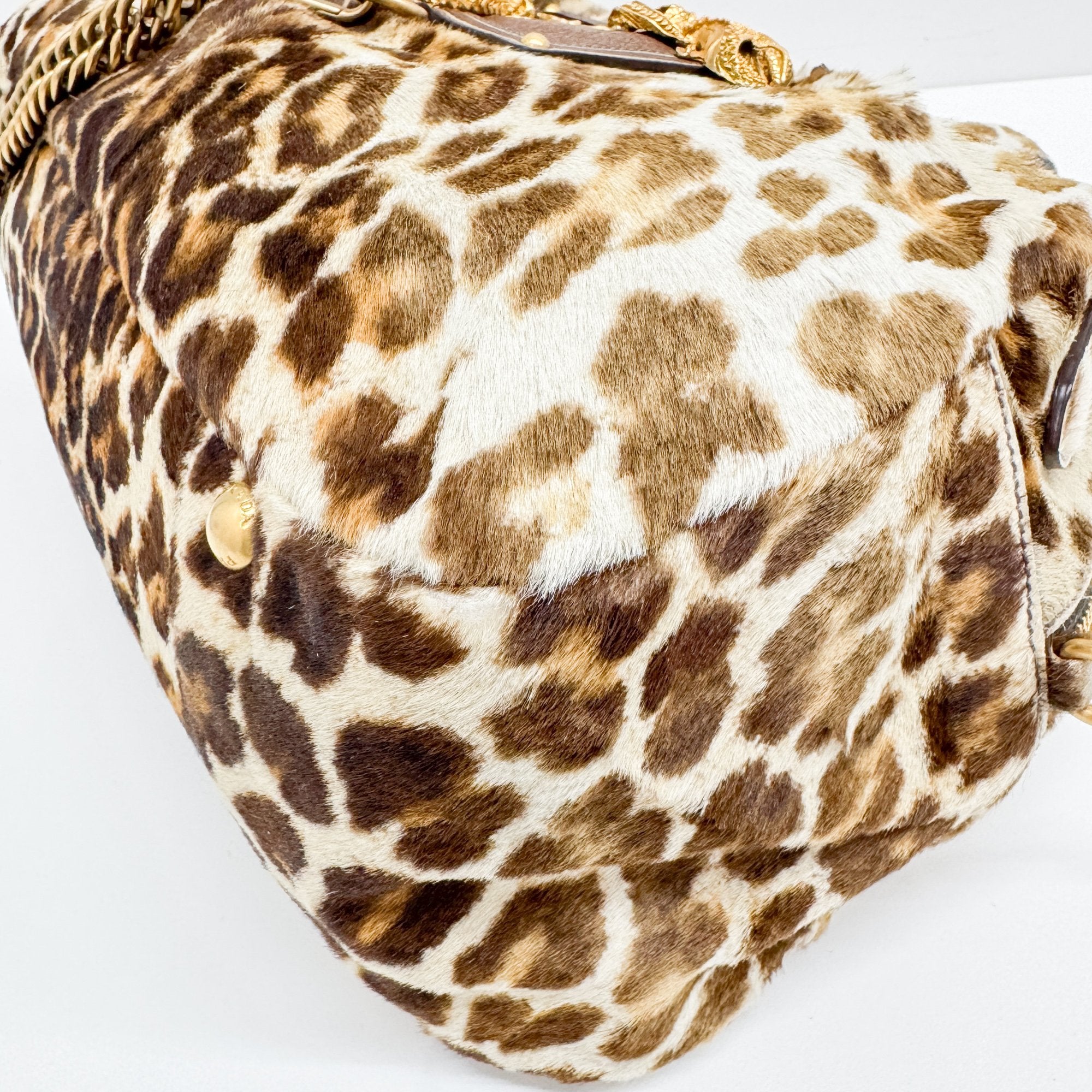 Brown Leopard Print Pony Hair Hand Bag