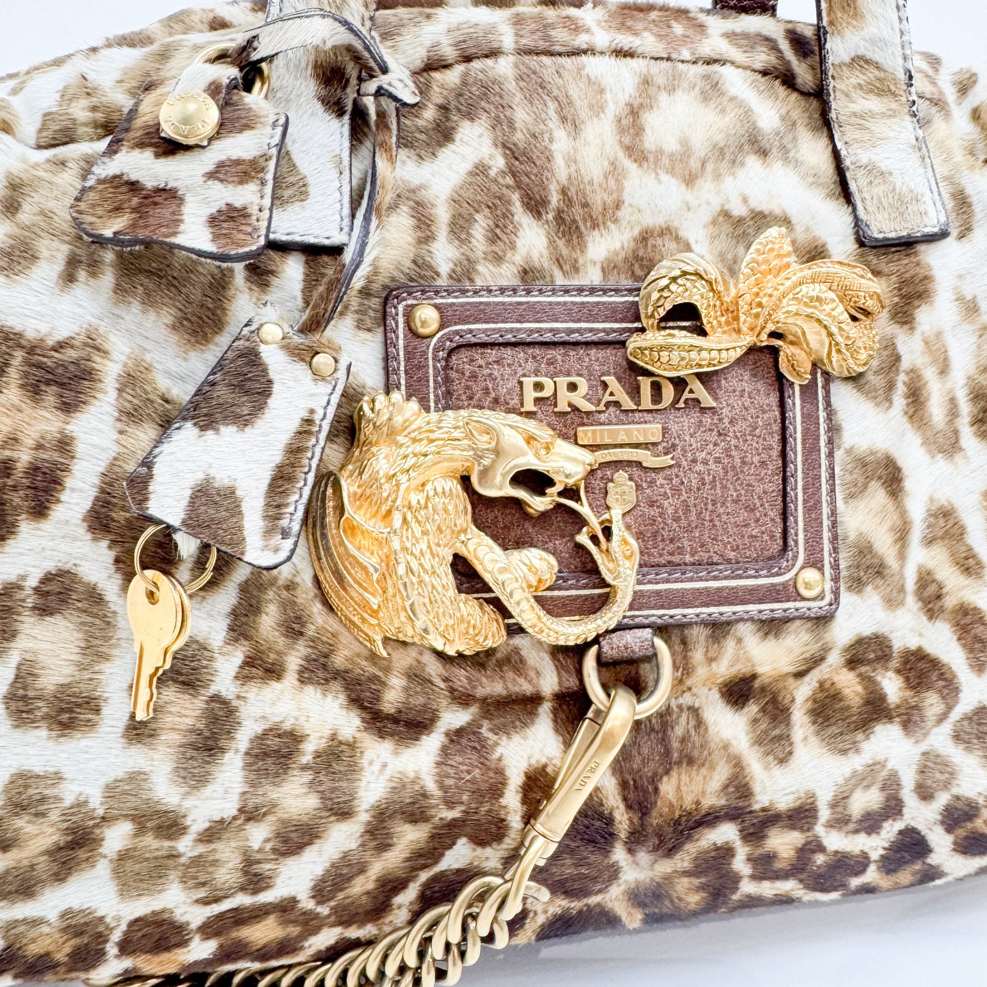 Brown Leopard Print Pony Hair Hand Bag