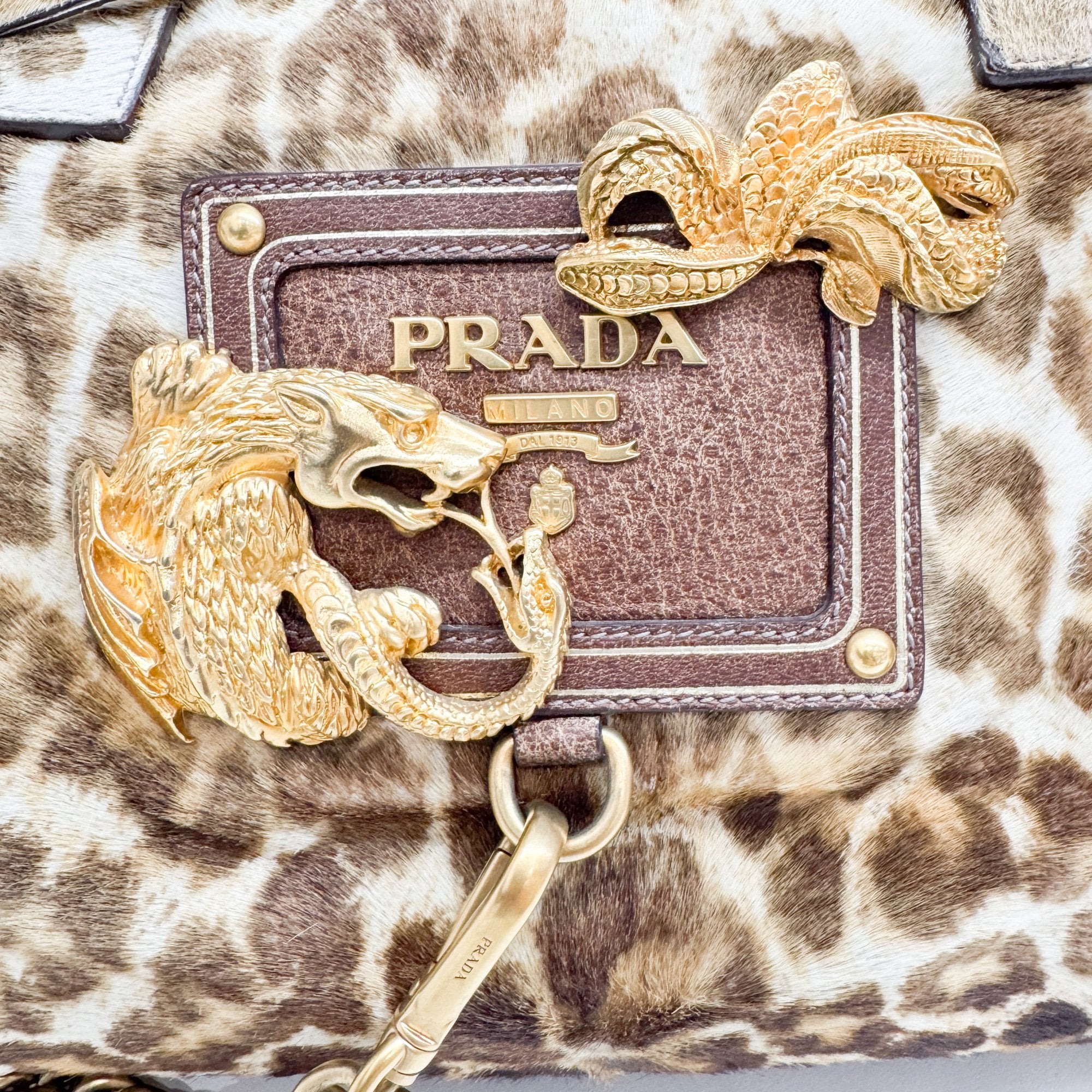 Brown Leopard Print Pony Hair Hand Bag