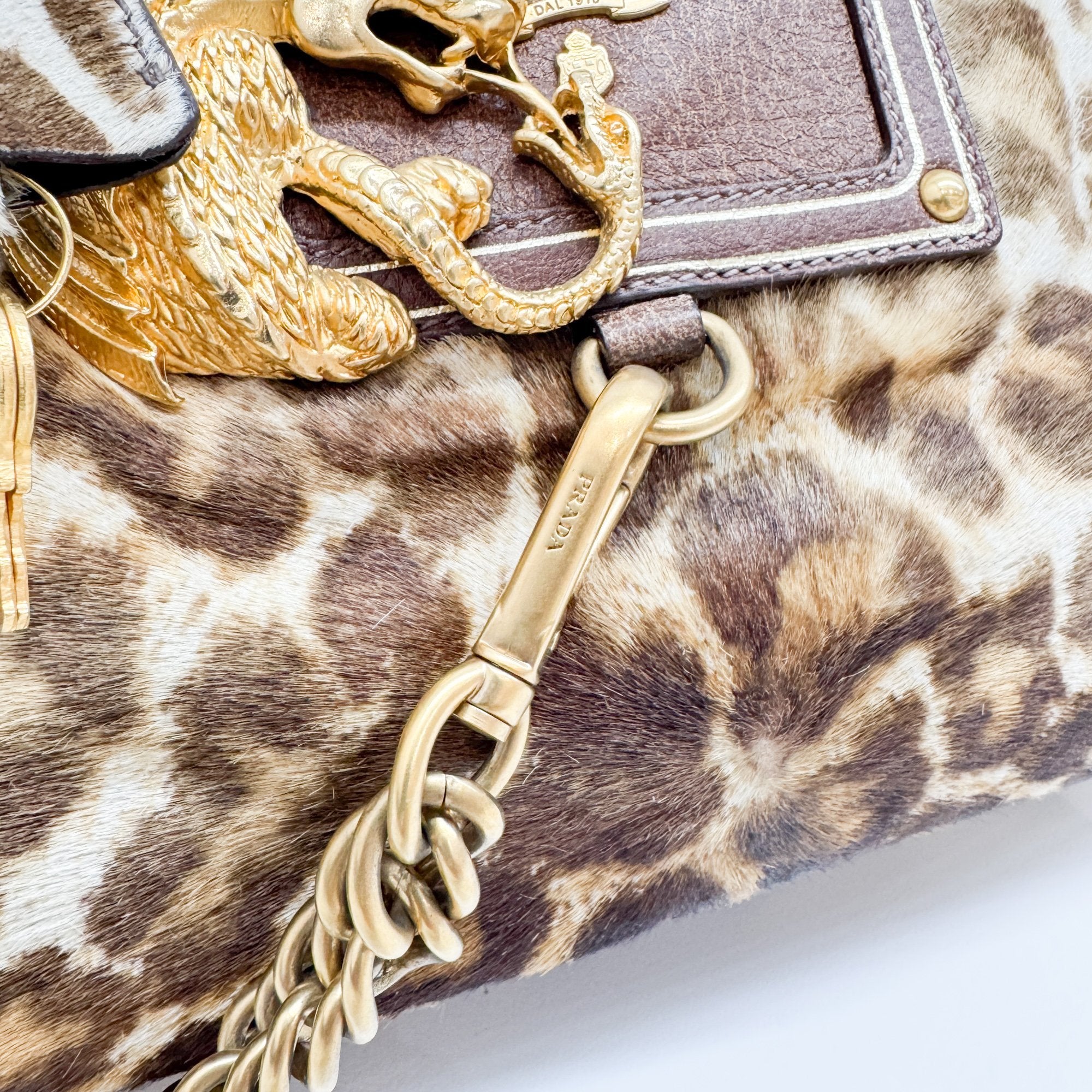 Brown Leopard Print Pony Hair Hand Bag