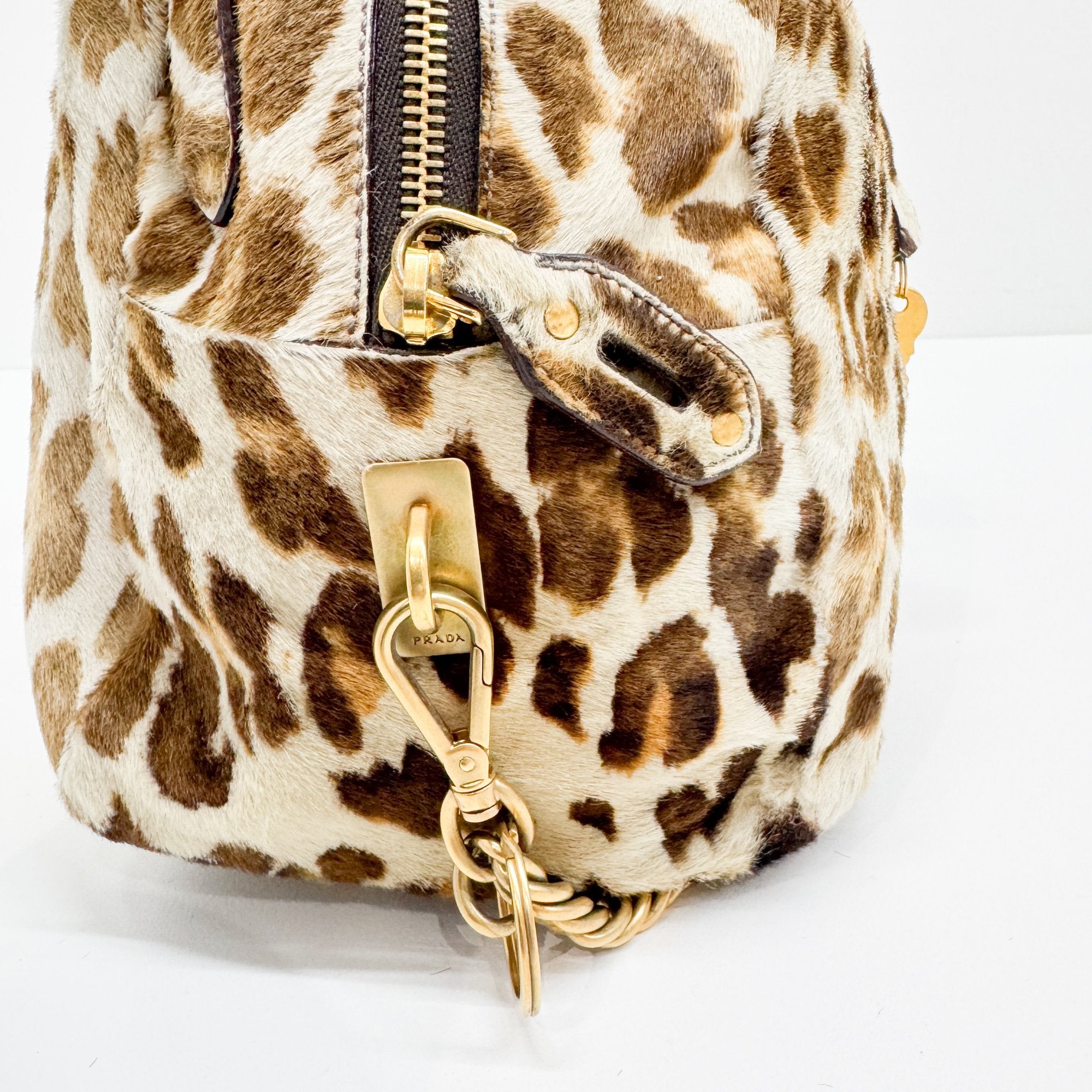 Brown Leopard Print Pony Hair Hand Bag