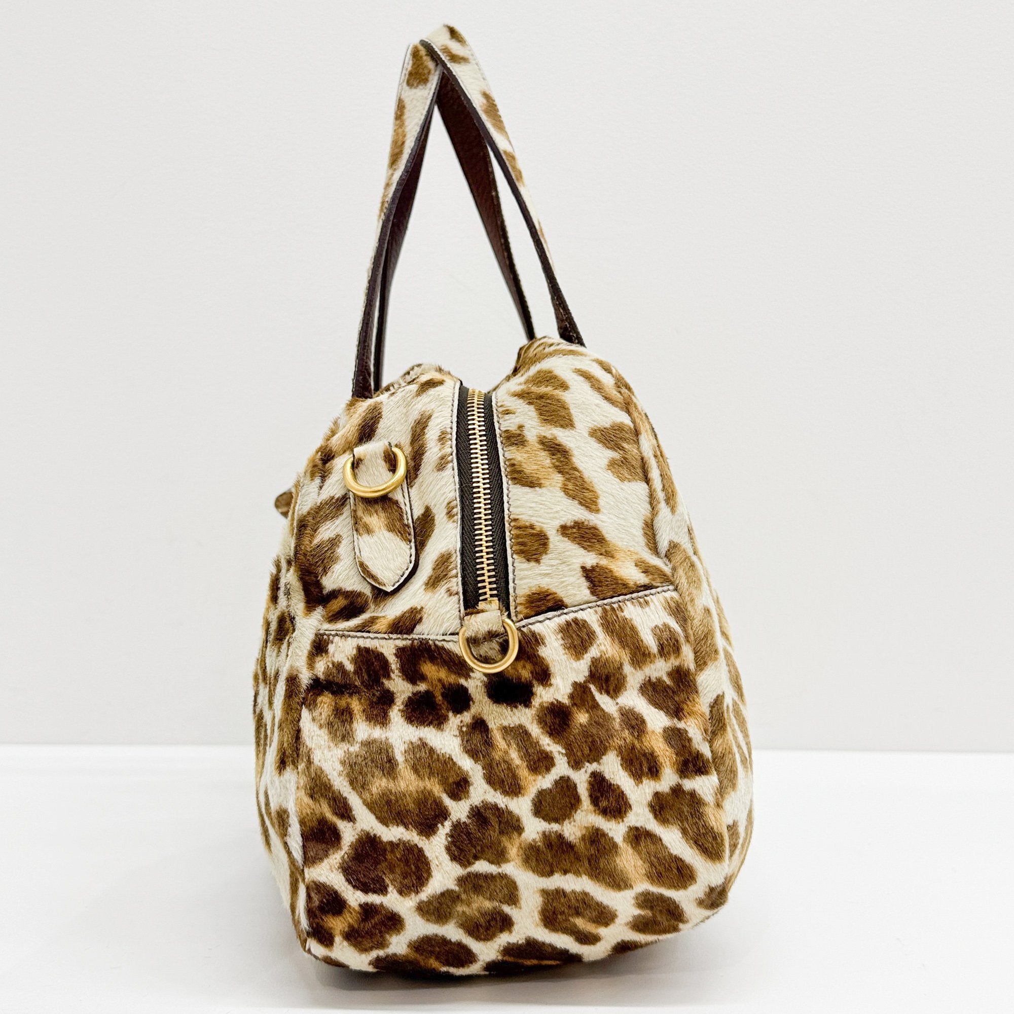 Brown Leopard Print Pony Hair Hand Bag