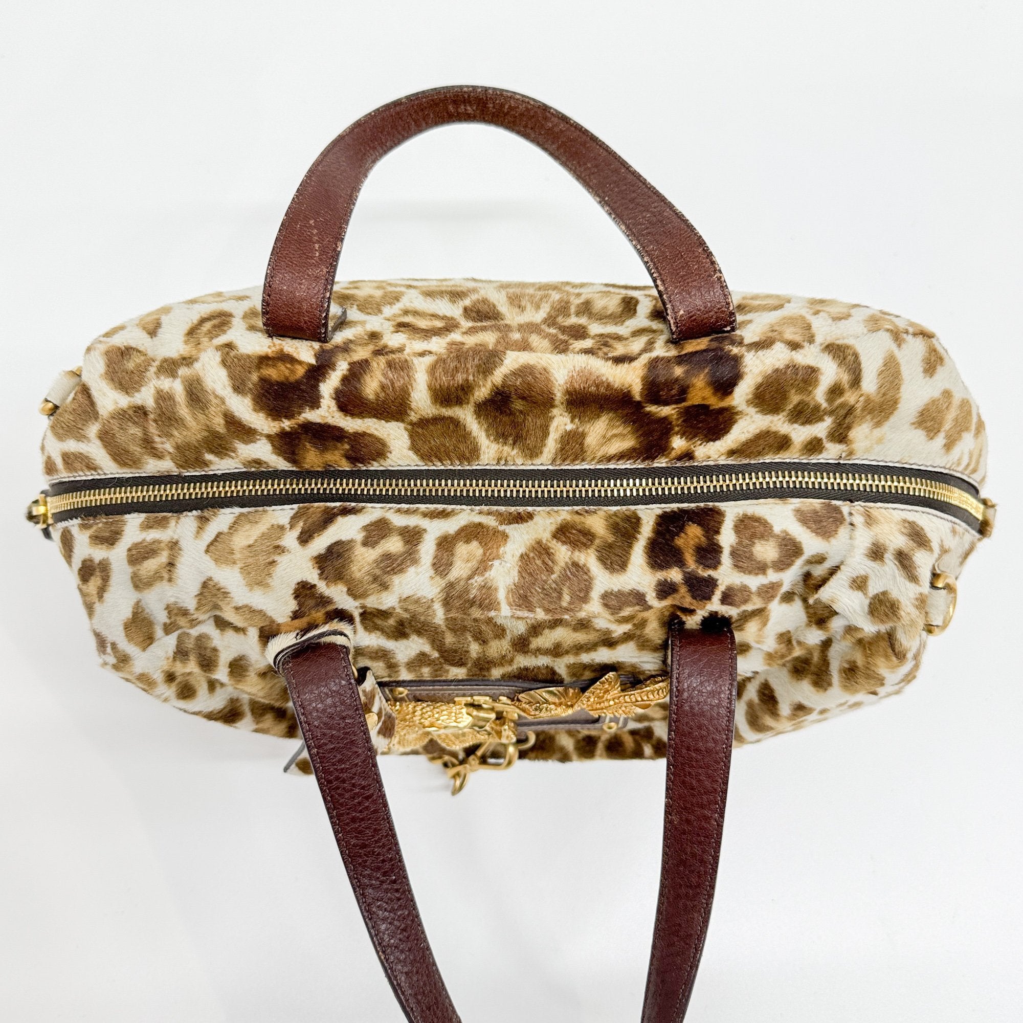 Brown Leopard Print Pony Hair Hand Bag
